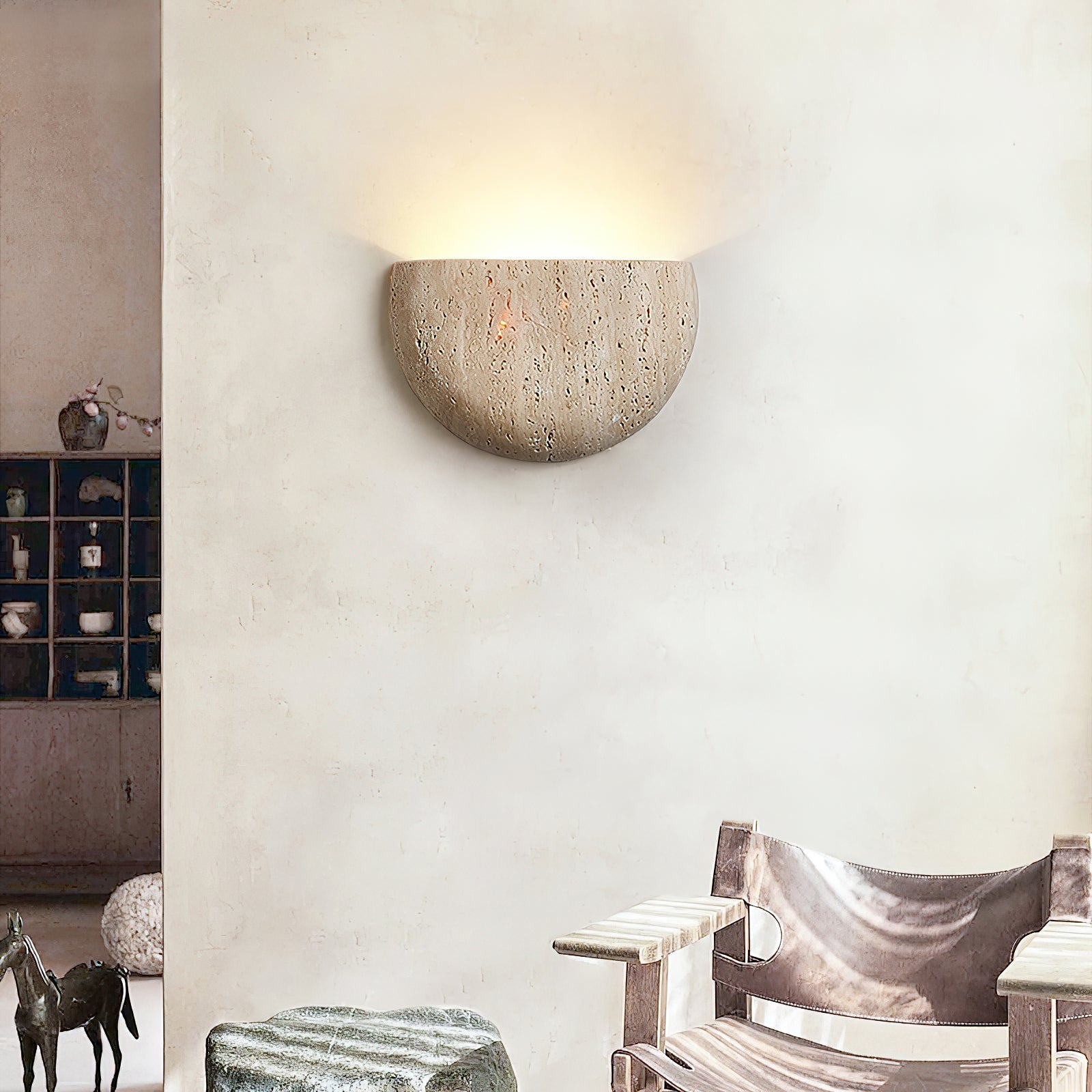 Cuvenarae Modern Minimalist Moon Travertine Wall Lamp - Letslighting