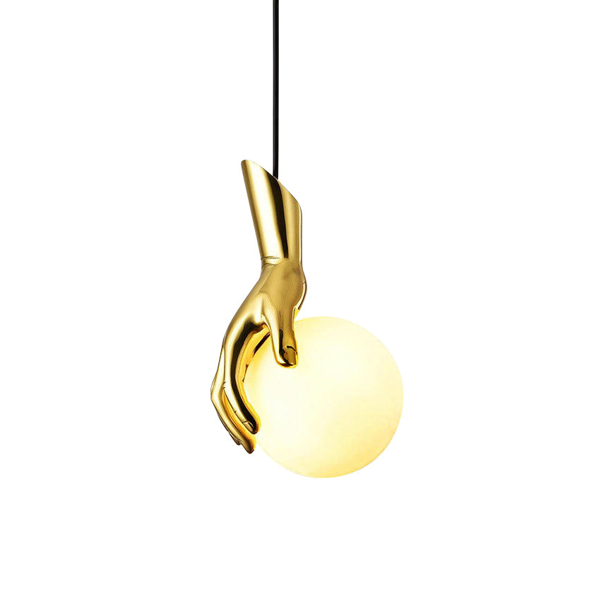 Avnorira Hand Holding Globe Brass Glass Pendant Light - Letslighting