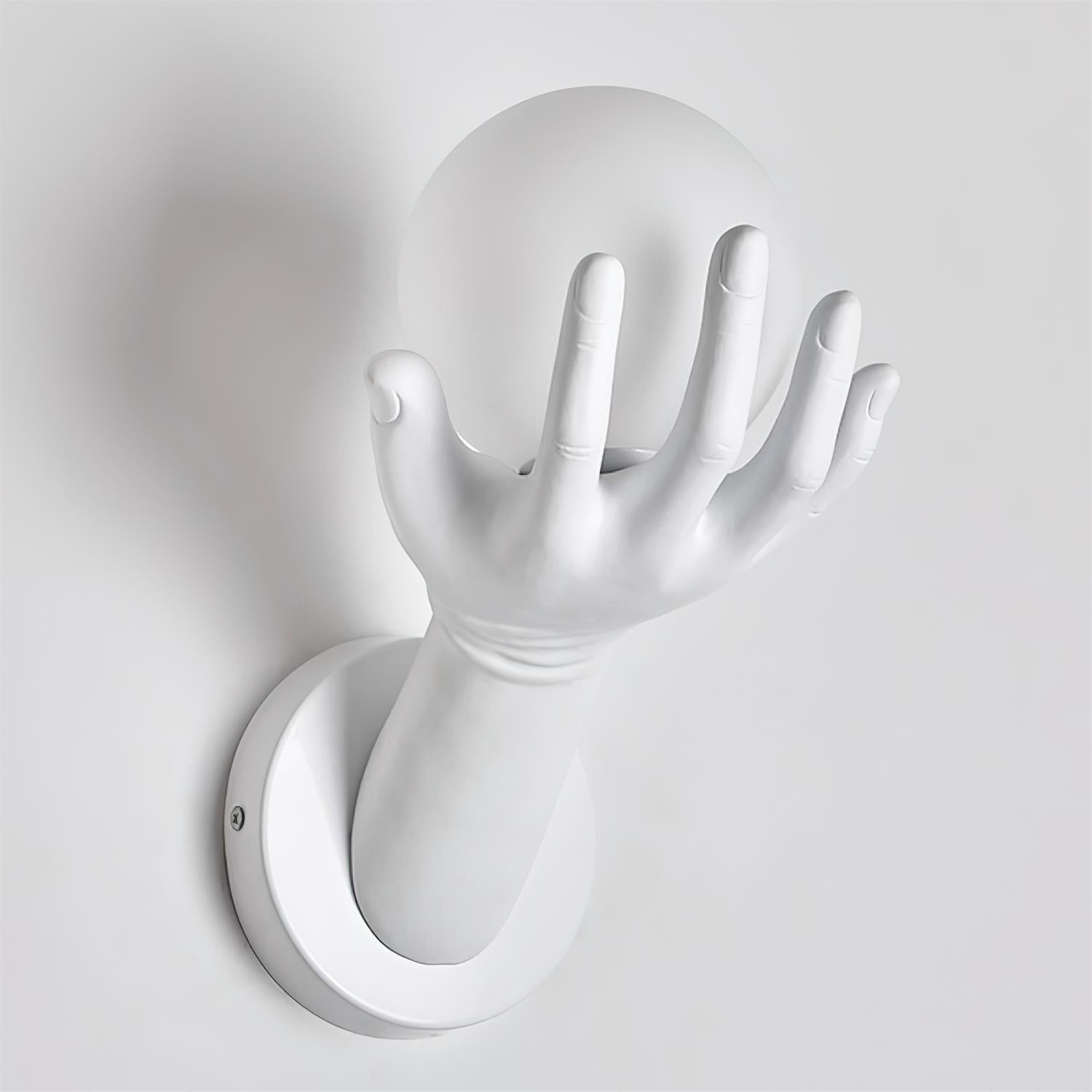 Wall Lamp Polymer Body Hand Shape Globe Shade Wood Grain - Letslighting