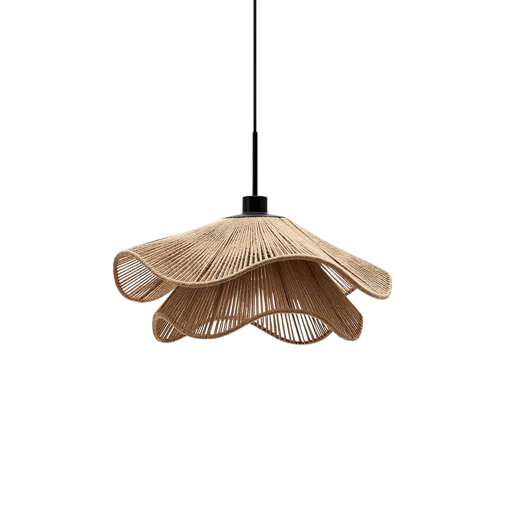 Straw Hat Pendant Lamp Woven Wave Organic - Letslighting