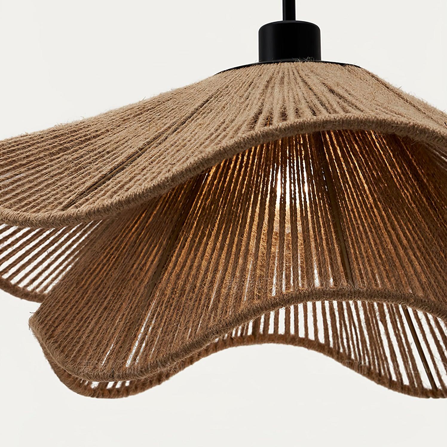 Straw Hat Pendant Lamp Woven Wave Organic - Letslighting