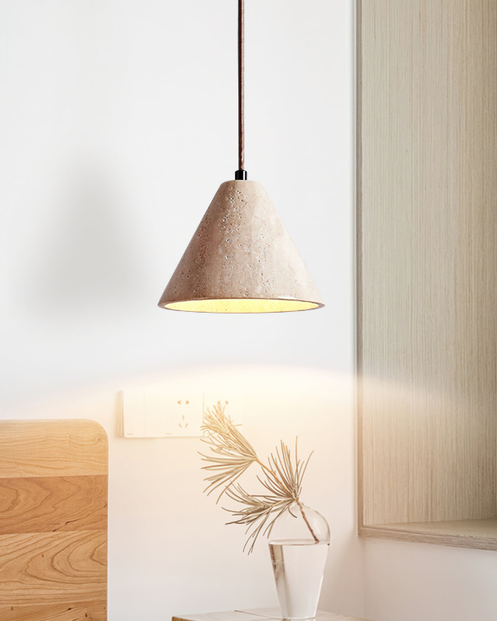 Vaelior Dome Shade Travertine Pendant Light - Letslighting
