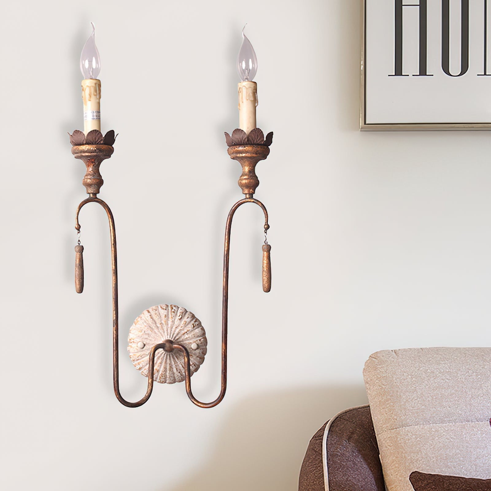 Avelaris Vintage Industrial Wooden Wall Lamp - Letslighting
