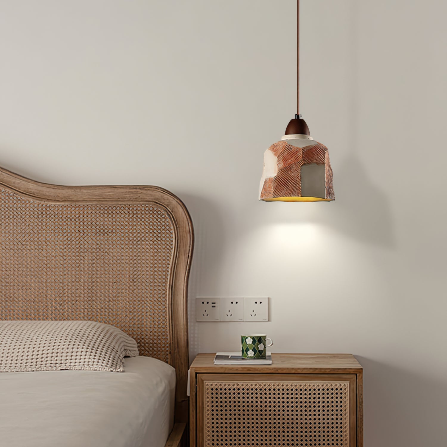 Havre Textured Wood Natural Pendant Lamp - Letslighting