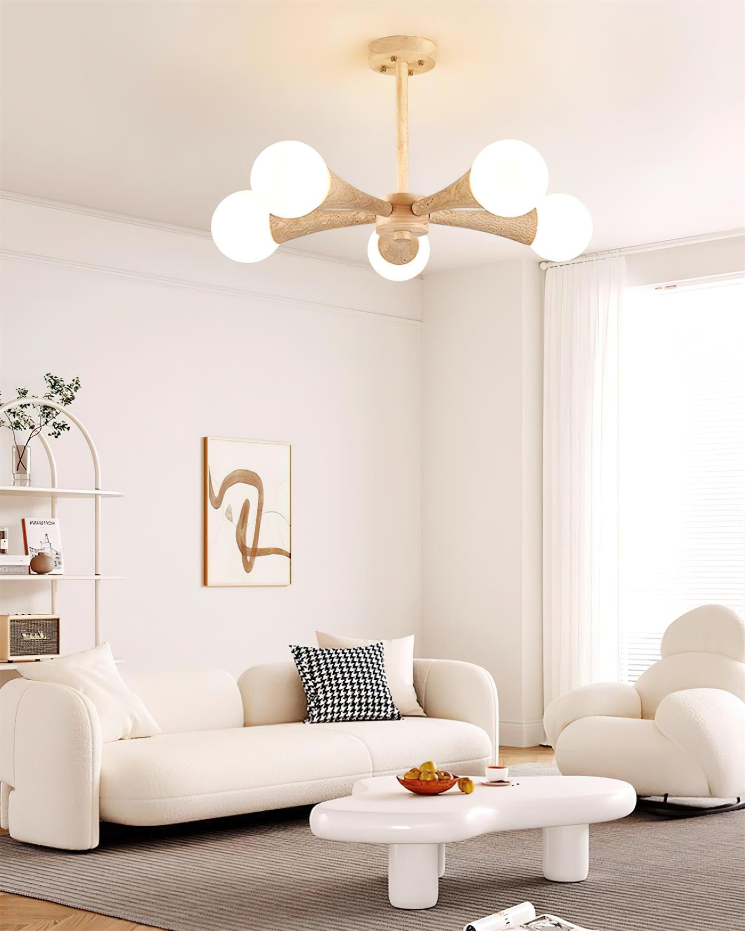 Ritta Flush Mount Ceiling Light Wood Travertine - Letslighting