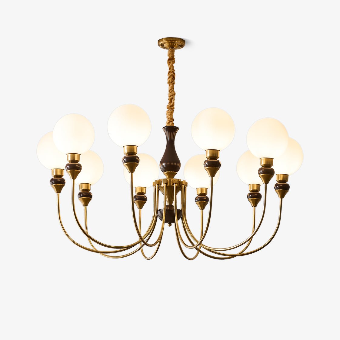 Lustra Chandelier Brass Arms Frosted Glass Globes - Letslighting