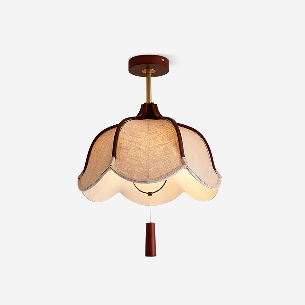 Givola Vintage Fabric Semi Flush Mount Ceiling Light - Letslighting