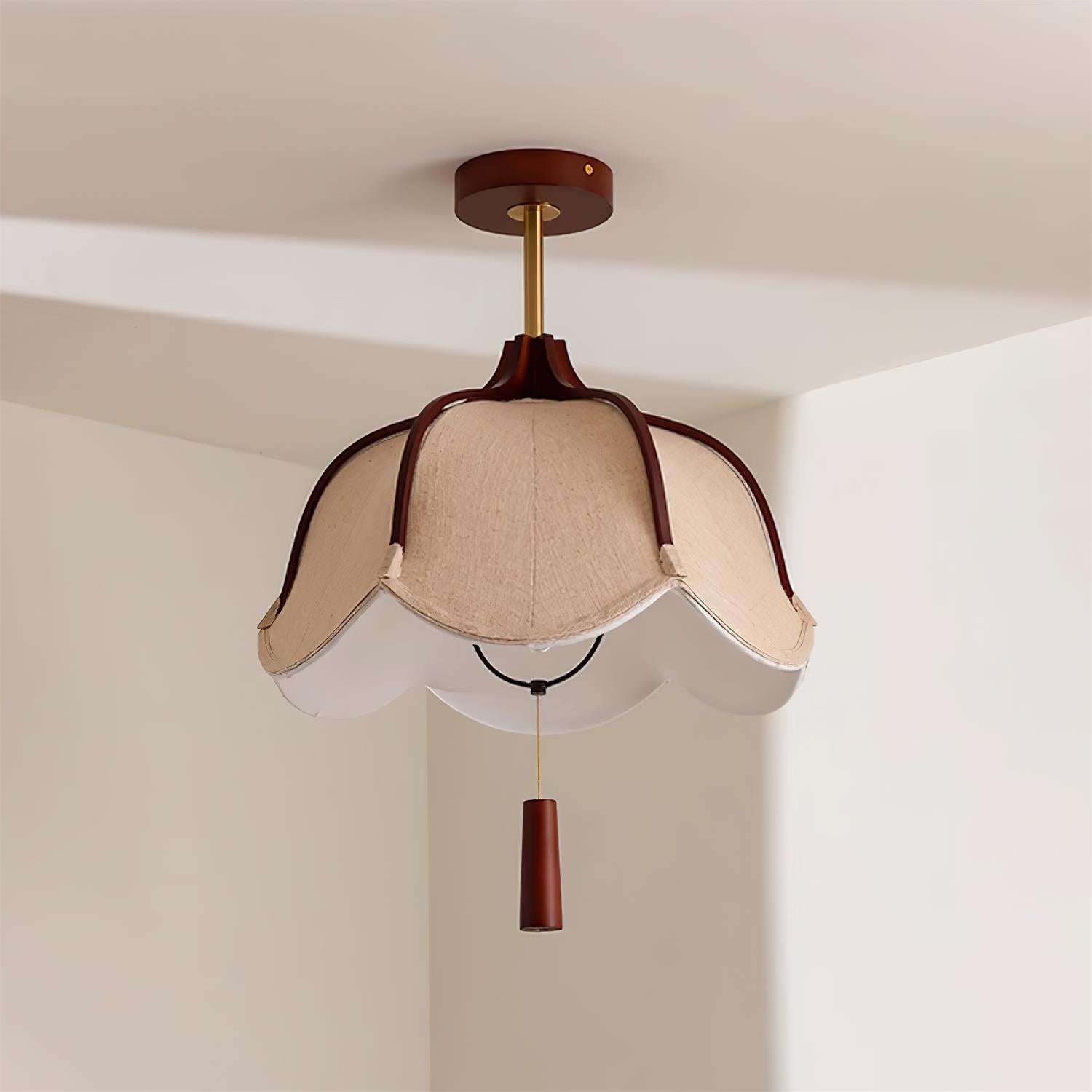 Givola Vintage Fabric Semi Flush Mount Ceiling Light - Letslighting