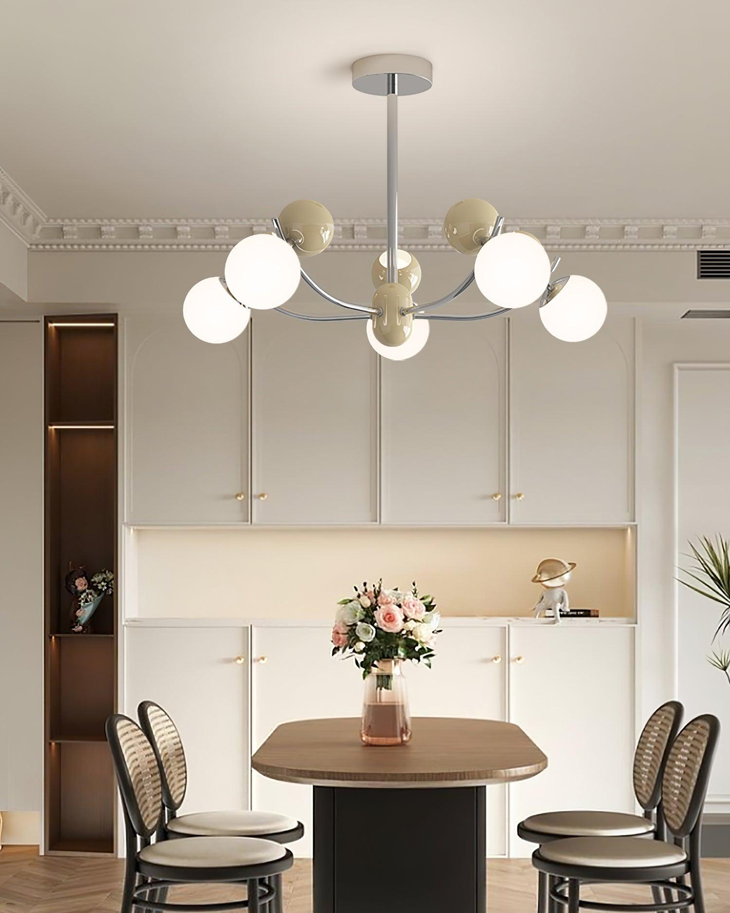Helio Chandelier Chrome Red Orb Array - Letslighting