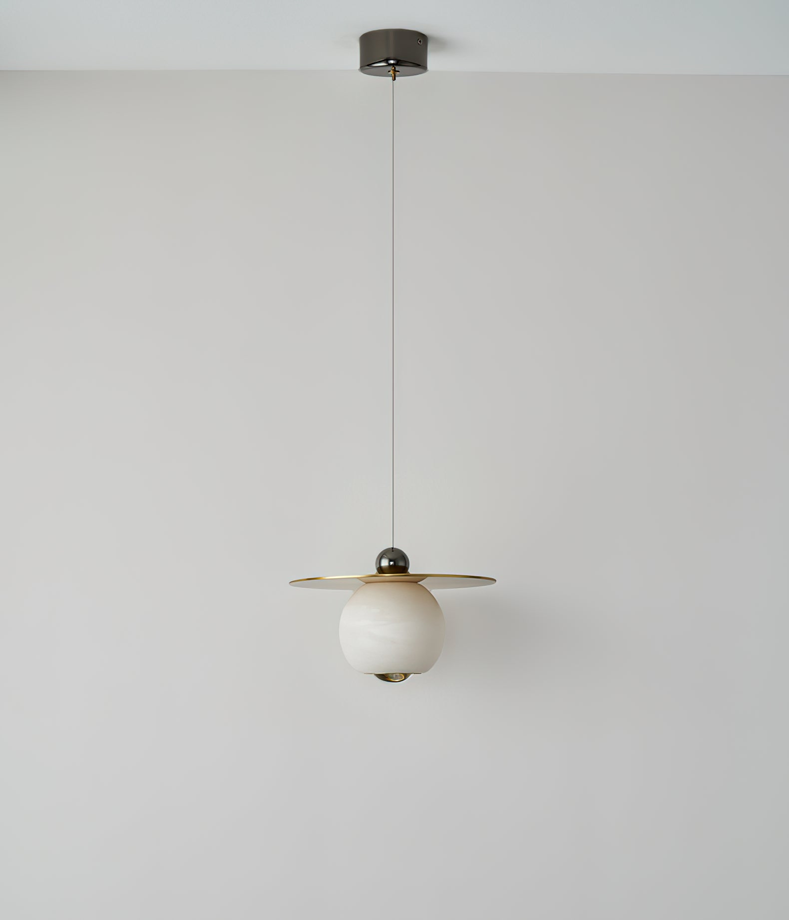 Alvarel Modern Minimalist Cord Brass Alabaster Pendant Light - Letslighting