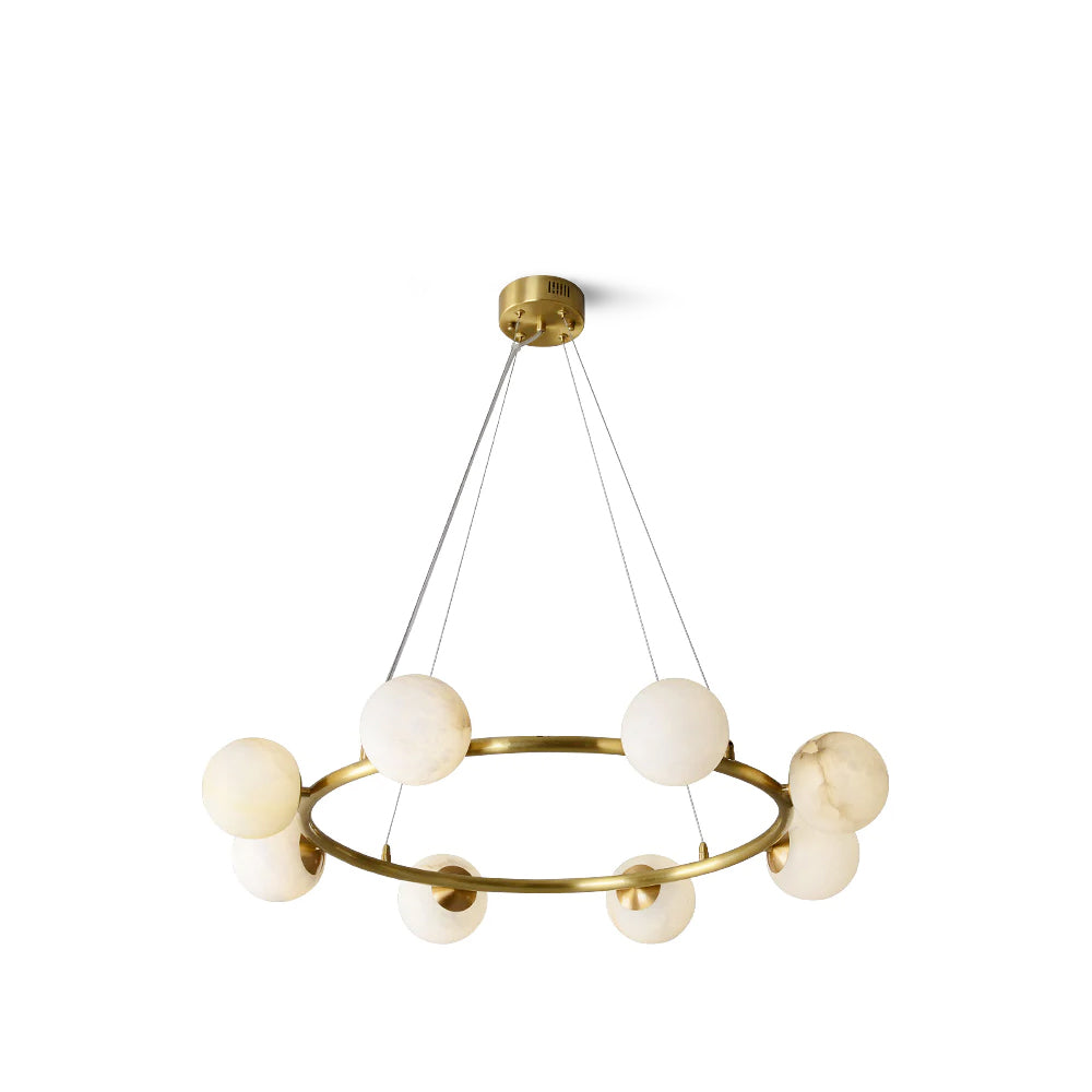 Helix Chandelier Alabaster Globe Halo - Letslighting