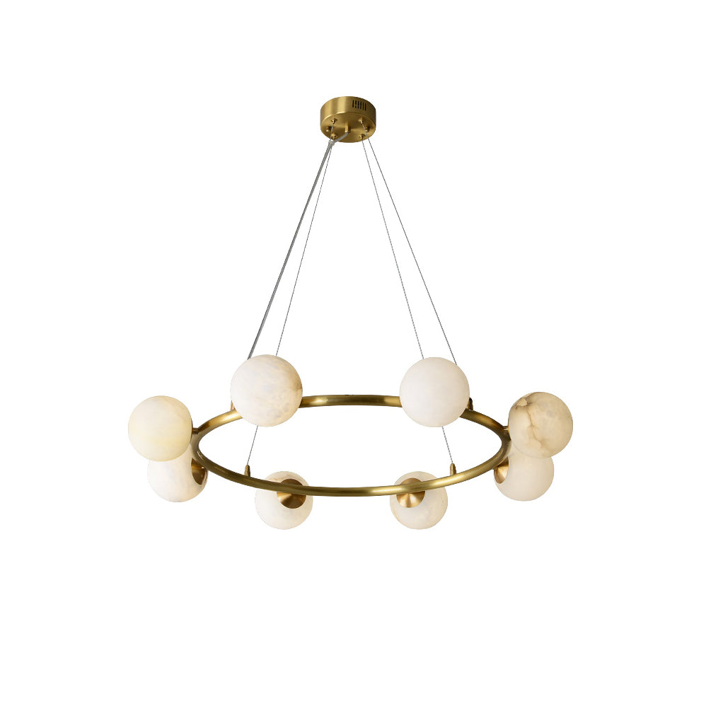 Helix Chandelier Alabaster Globe Halo - Letslighting
