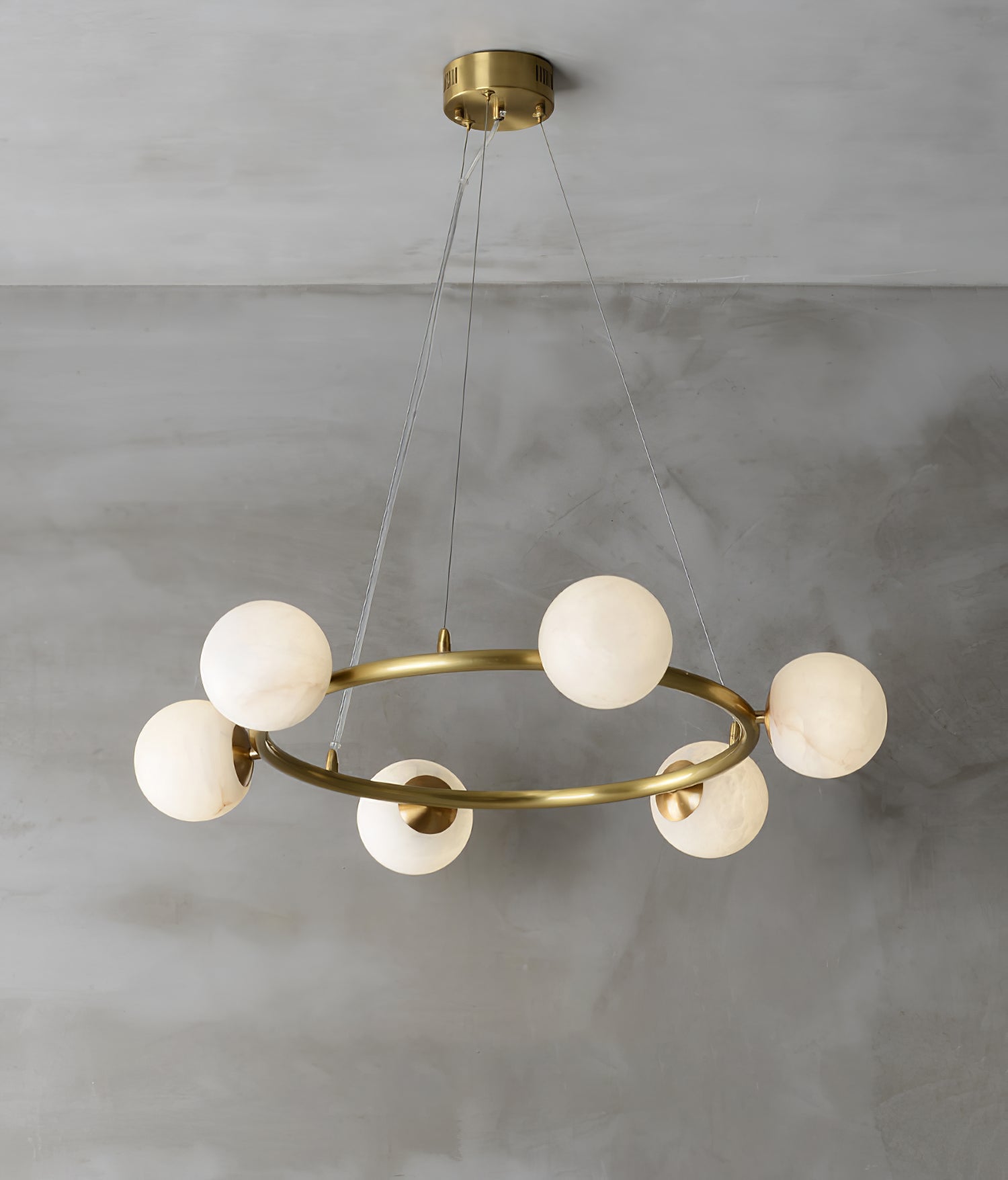 Helix Chandelier Alabaster Globe Halo - Letslighting