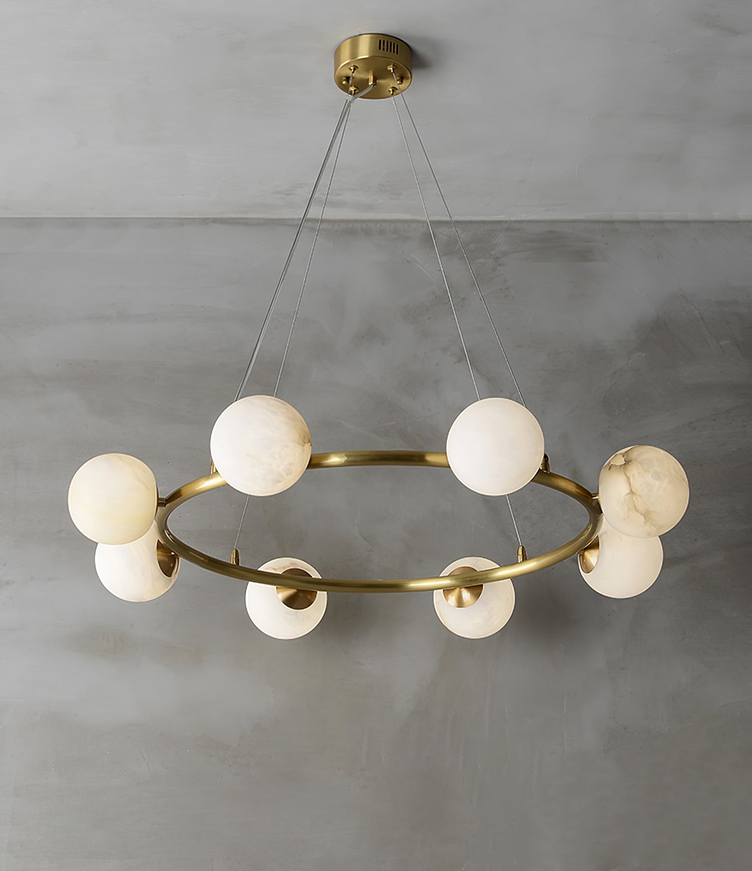 Helix Chandelier Alabaster Globe Halo - Letslighting