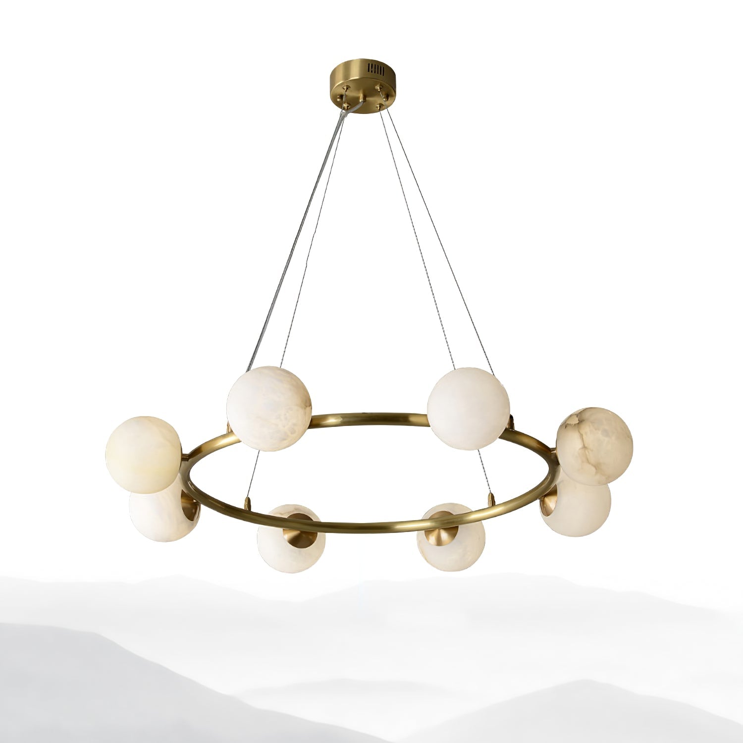 Helix Chandelier Alabaster Globe Halo - Letslighting