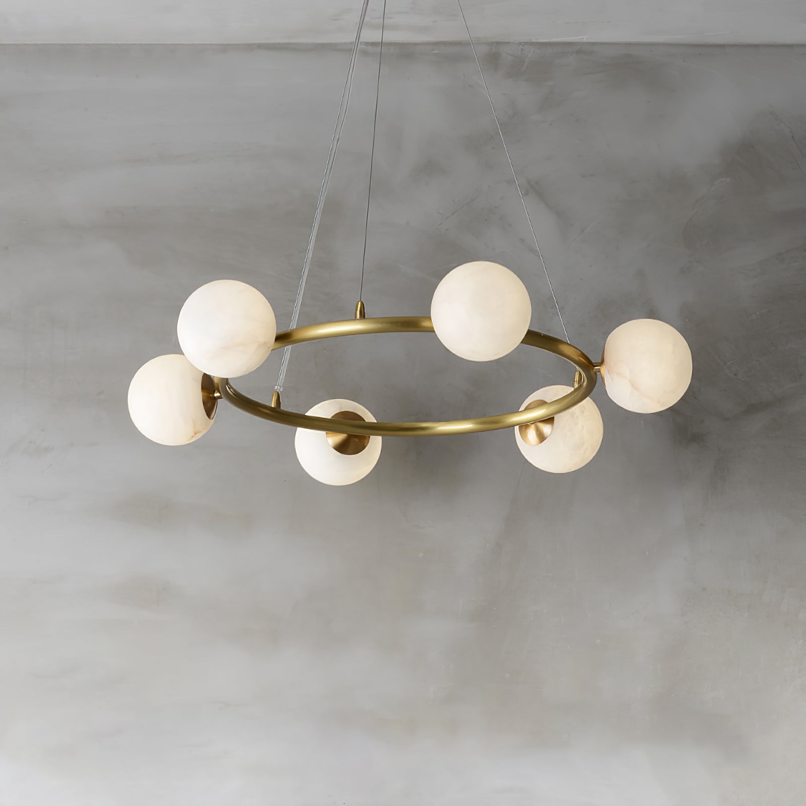 Helix Chandelier Alabaster Globe Halo - Letslighting