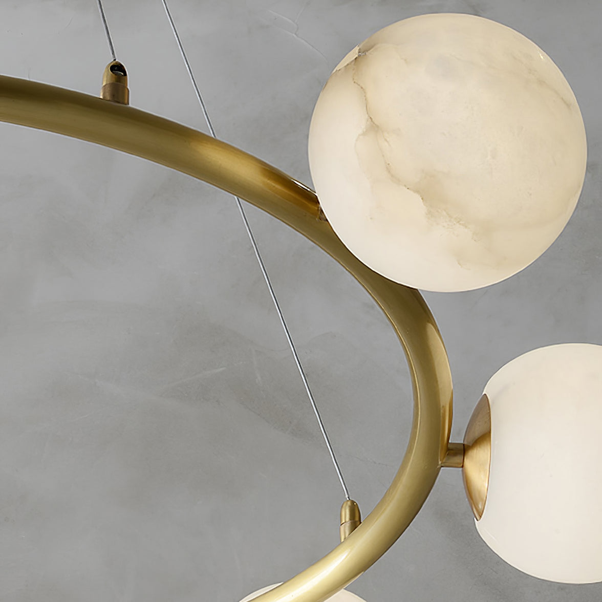 Helix Chandelier Alabaster Globe Halo - Letslighting