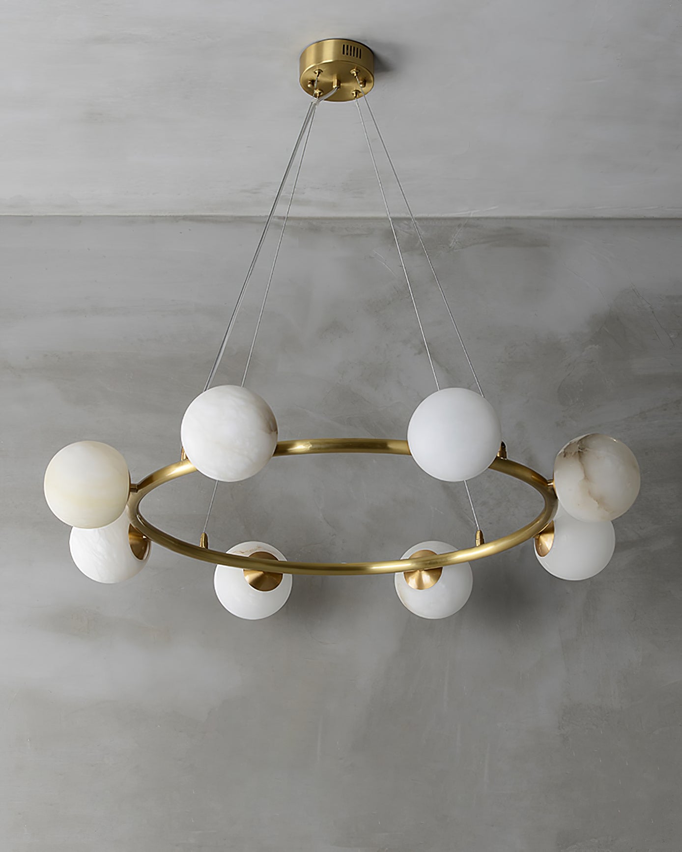 Helix Chandelier Alabaster Globe Halo - Letslighting