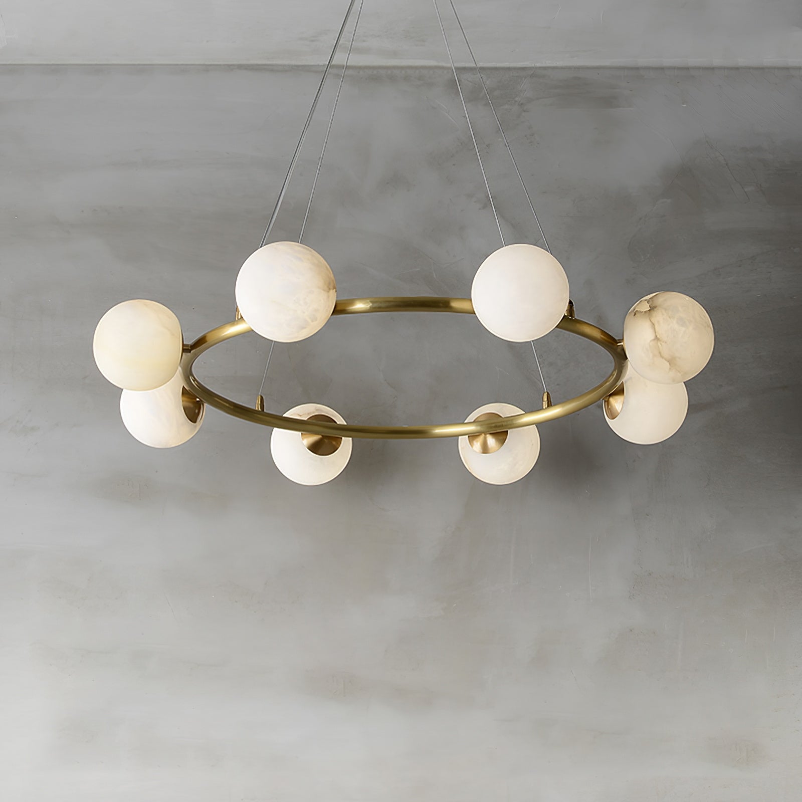 Helix Chandelier Alabaster Globe Halo - Letslighting