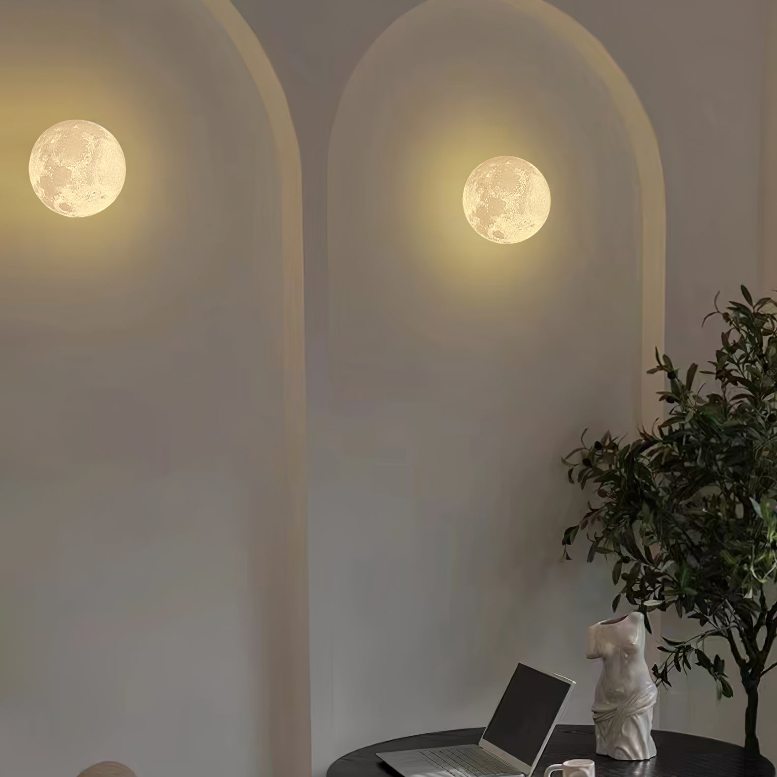 Olsolan Nordic Art Moon 3D Plastic Wall Lamp - Letslighting