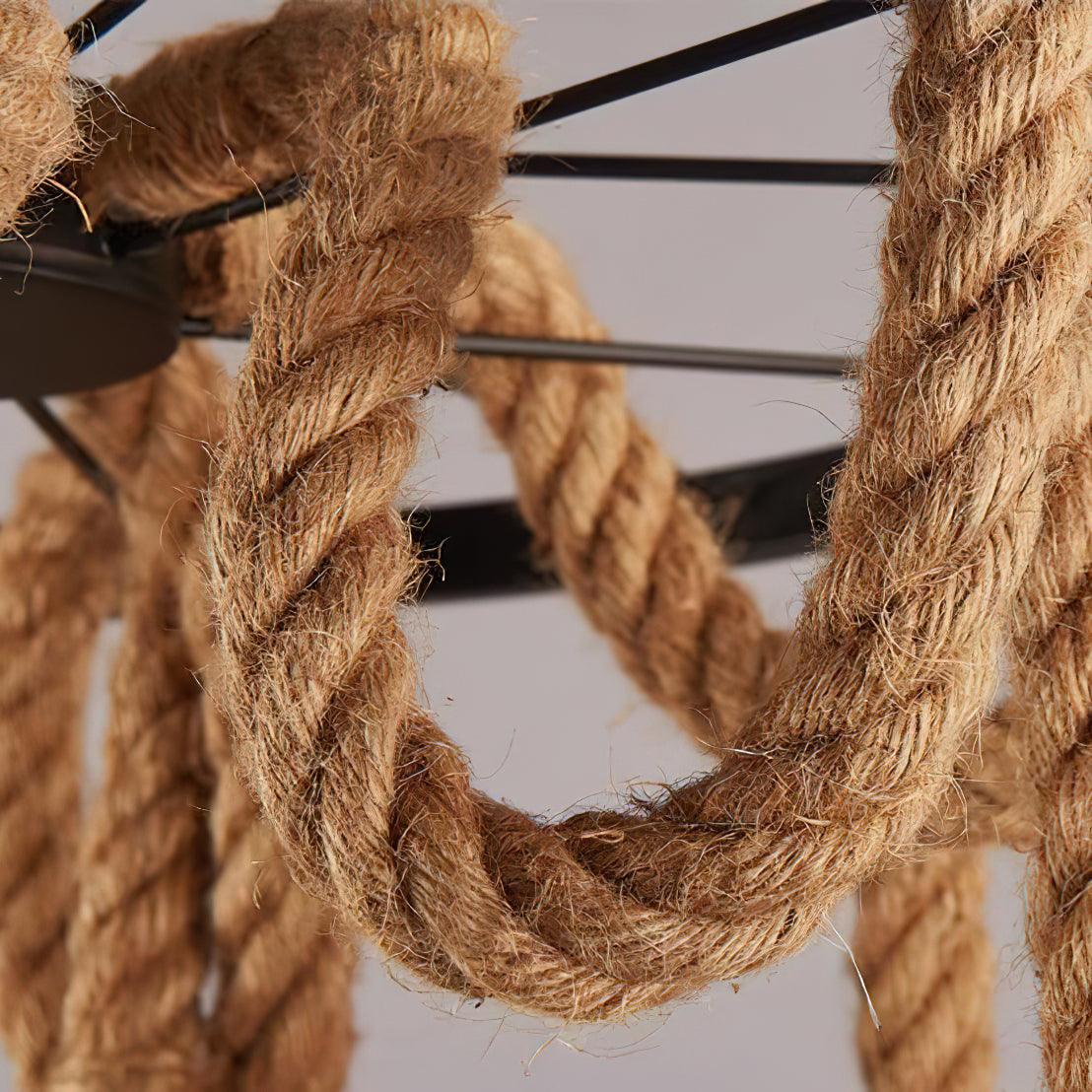 Lustra Chandelier Hemp Rope Industrial Six Head - Letslighting