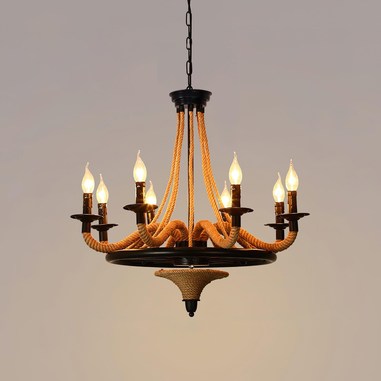 Lustra Chandelier Hemp Rope Large Wheel - Letslighting