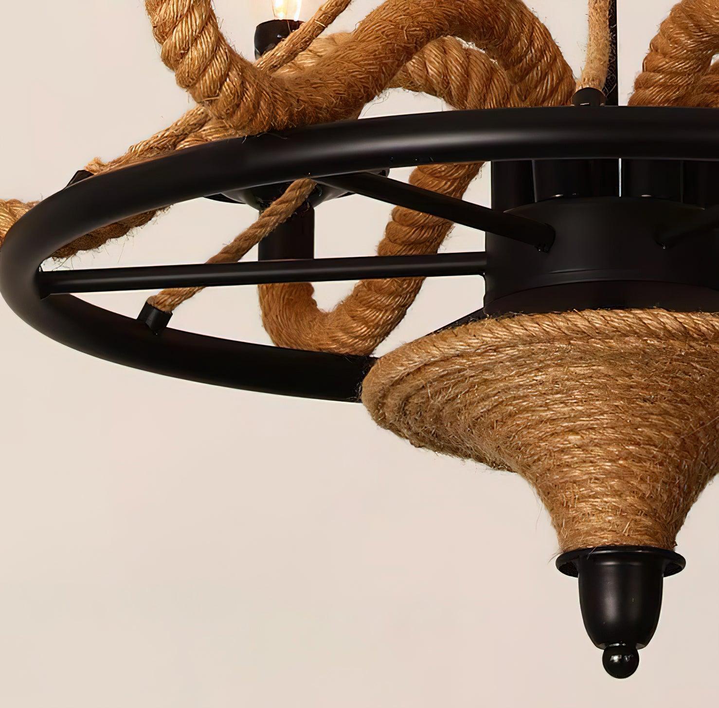 Lustra Chandelier Hemp Rope Large Wheel - Letslighting
