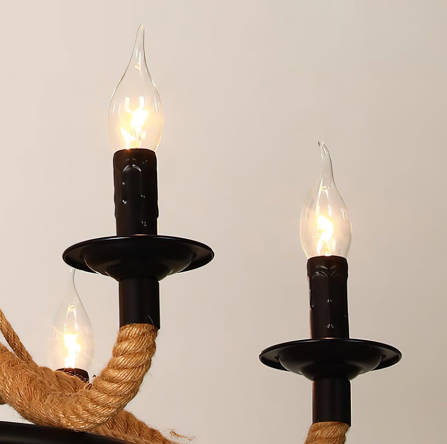 Lustra Chandelier Hemp Rope Large Wheel - Letslighting