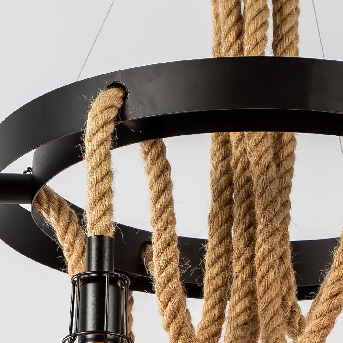 Lustra Chandelier Hemp Rope Industrial - Letslighting
