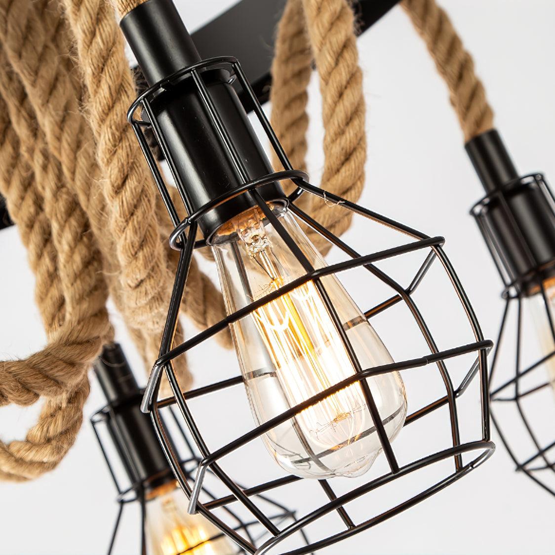 Lustra Chandelier Hemp Rope Industrial - Letslighting