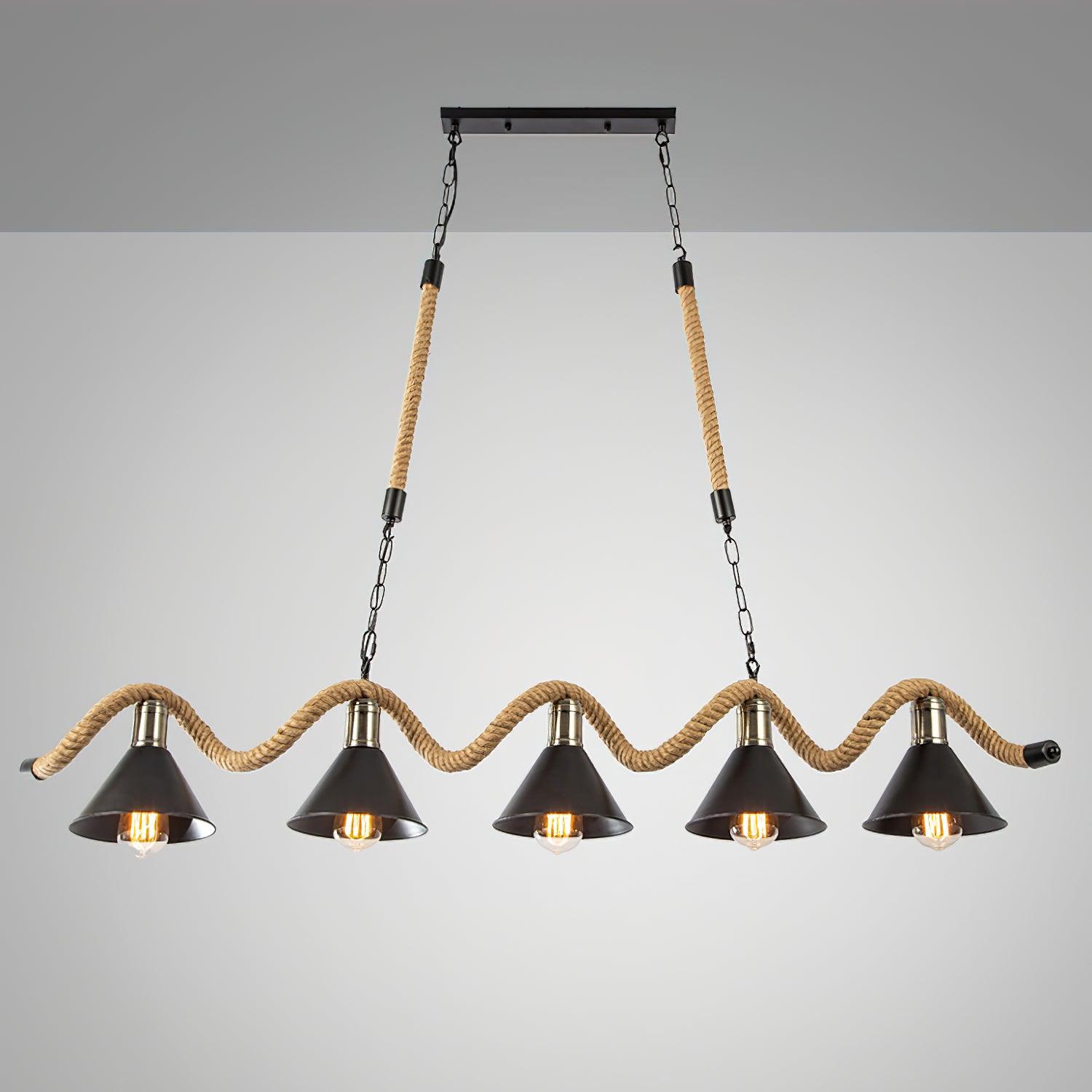 Lustra Chandelier Hemp Rope Industrial Wave - Letslighting