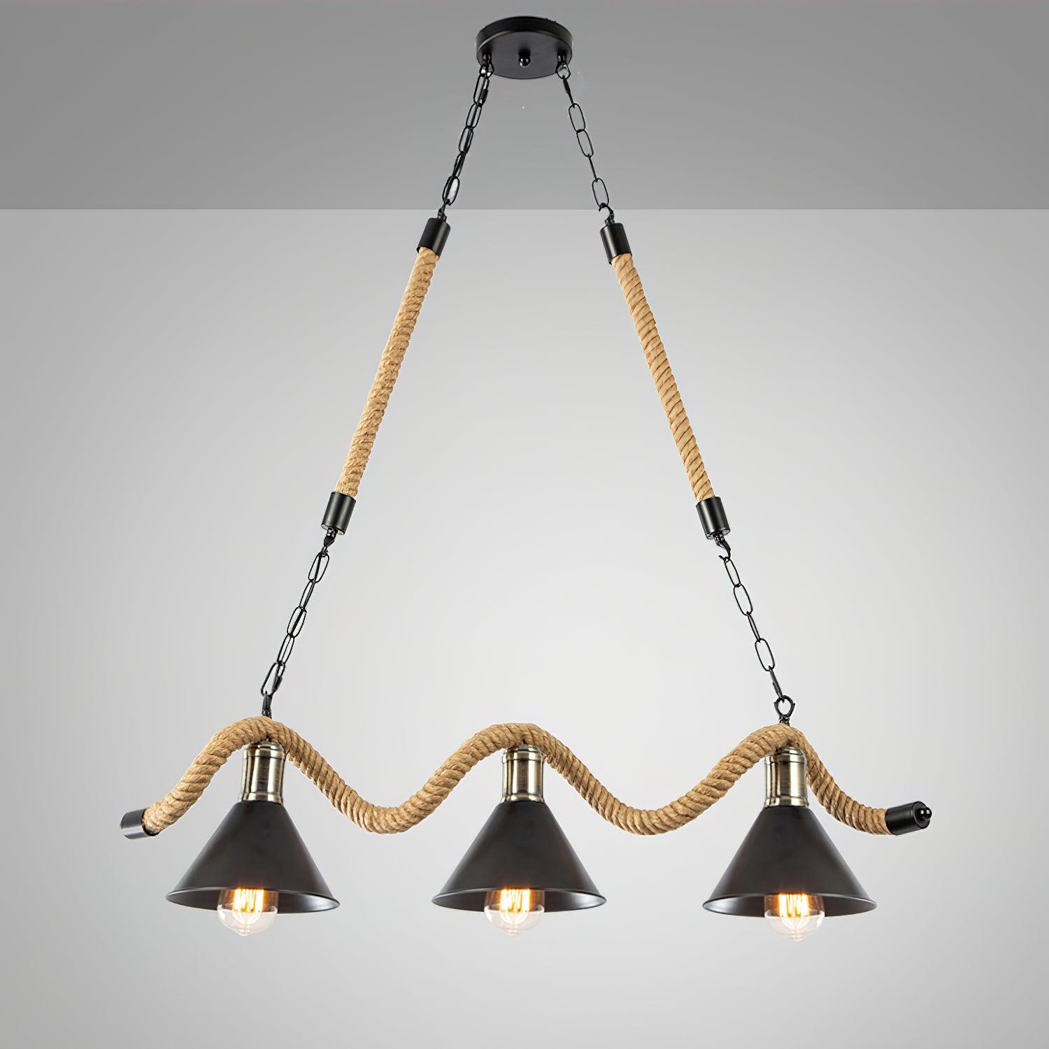 Lustra Chandelier Hemp Rope Industrial Wave - Letslighting