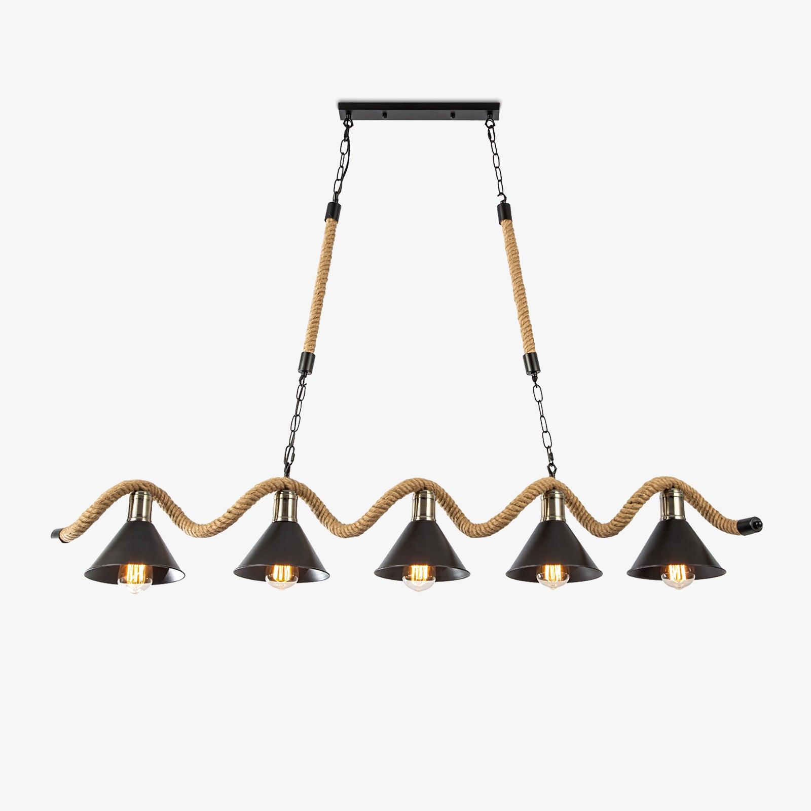 Lustra Chandelier Hemp Rope Industrial Wave - Letslighting