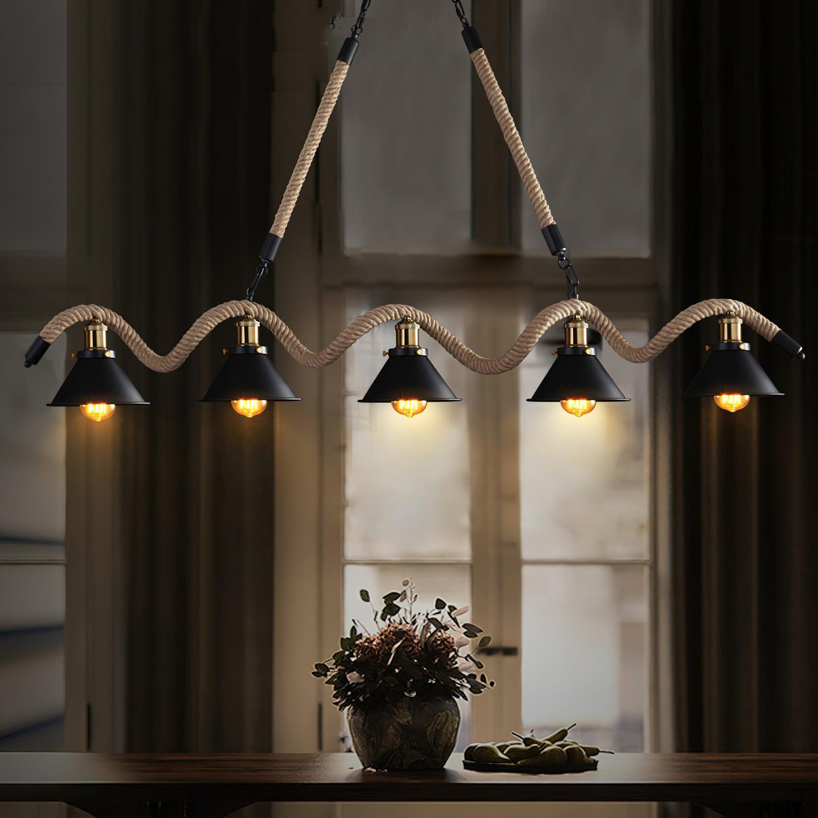 Lustra Chandelier Hemp Rope Industrial Wave - Letslighting