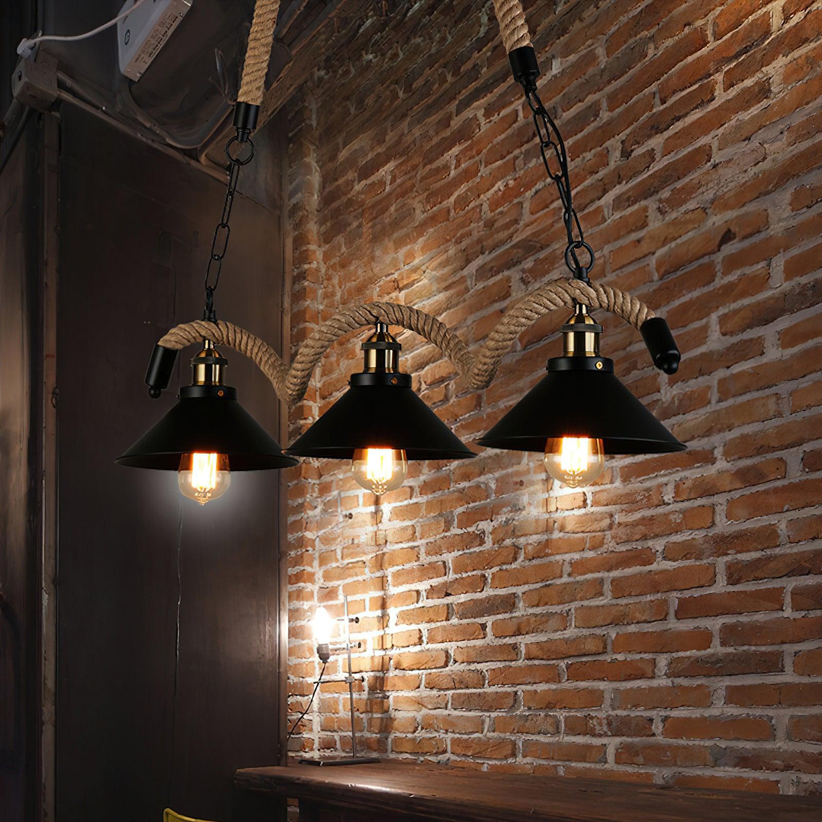 Lustra Chandelier Hemp Rope Industrial Wave - Letslighting