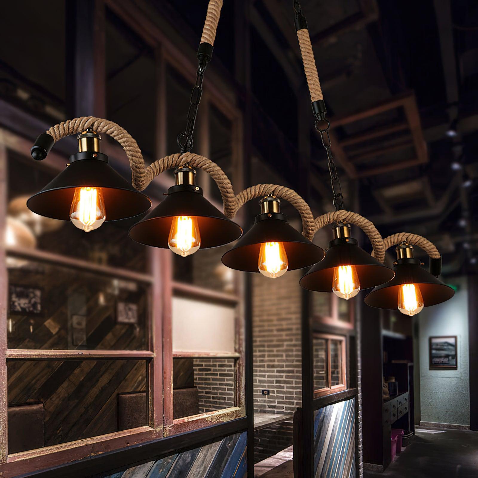 Lustra Chandelier Hemp Rope Industrial Wave - Letslighting