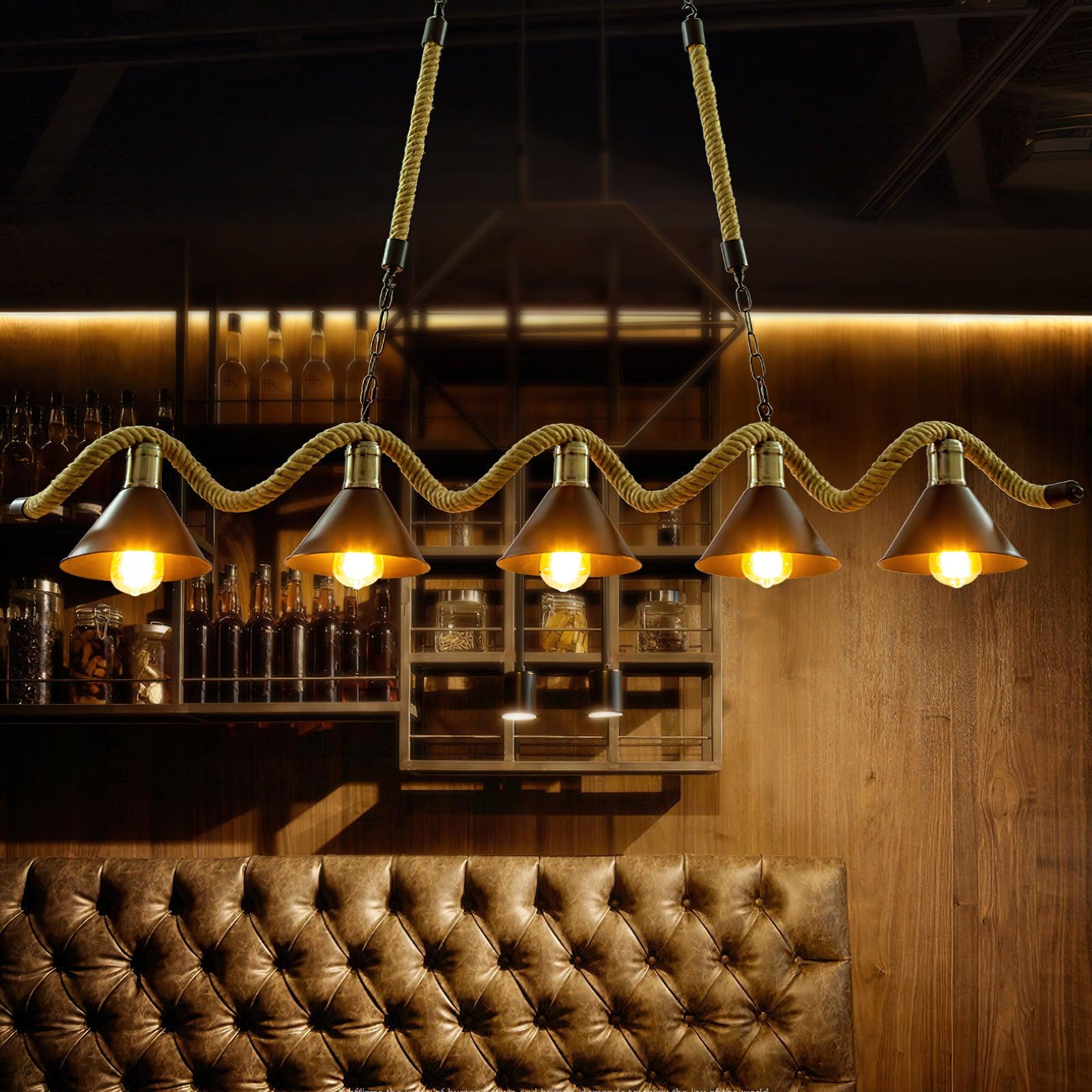 Lustra Chandelier Hemp Rope Industrial Wave - Letslighting
