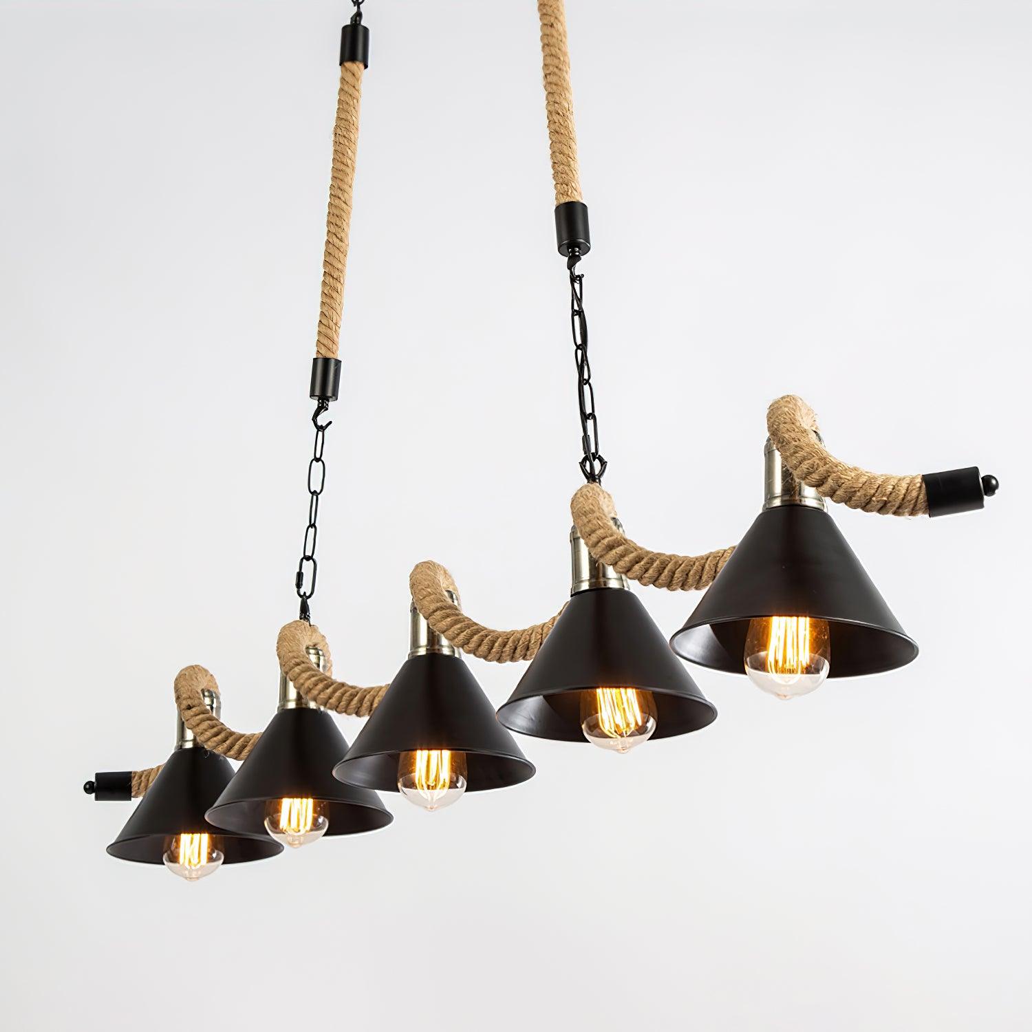 Lustra Chandelier Hemp Rope Industrial Wave - Letslighting