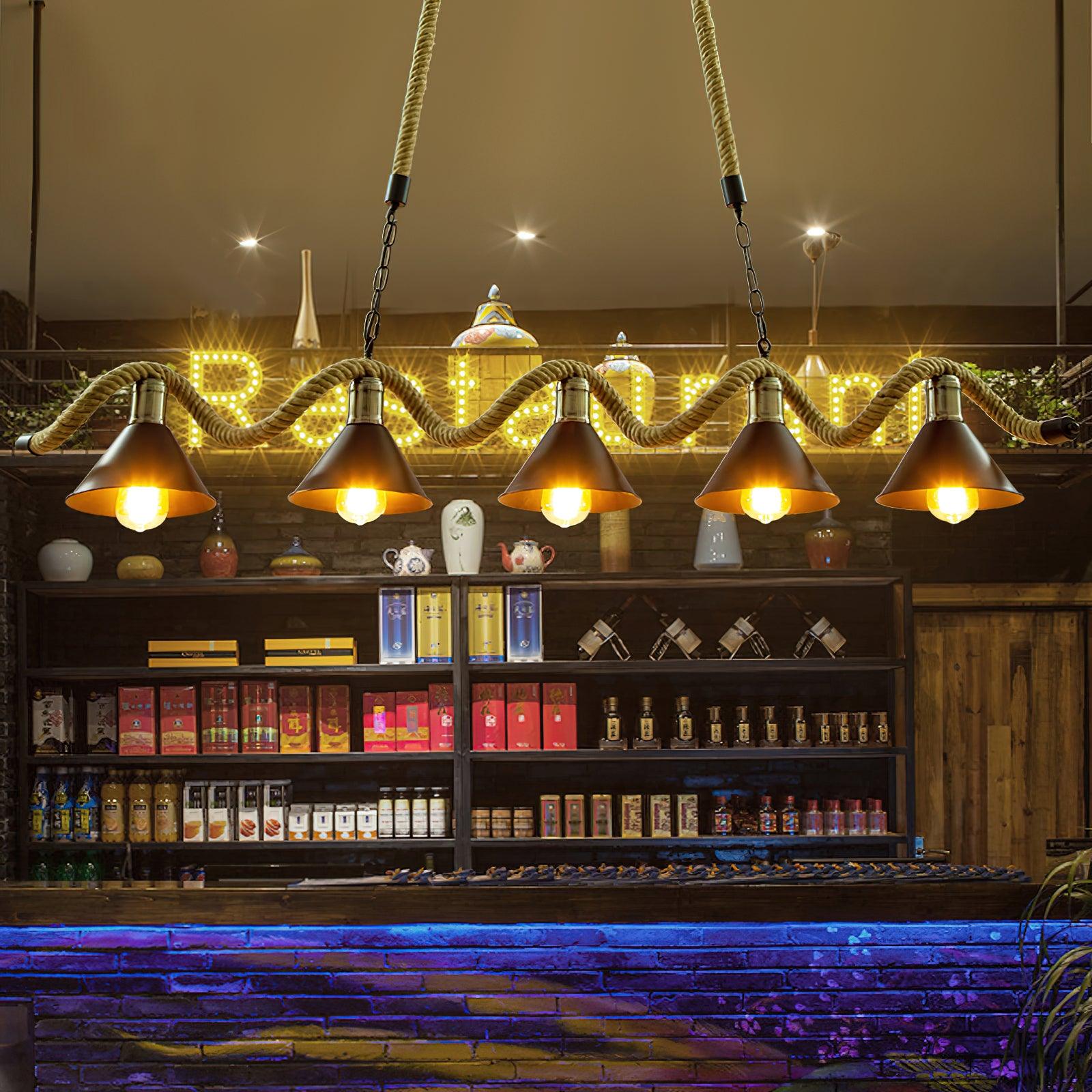 Lustra Chandelier Hemp Rope Industrial Wave - Letslighting