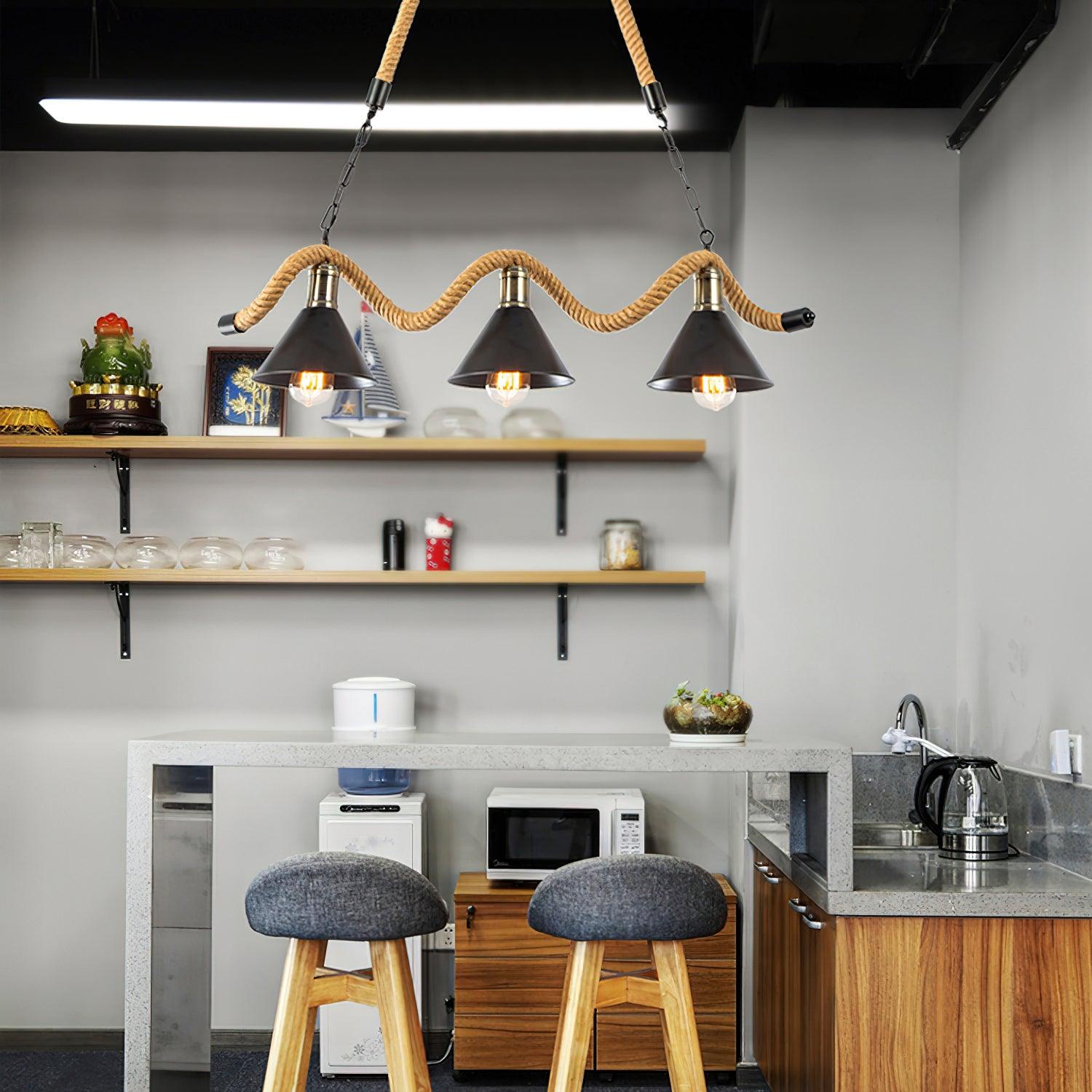Lustra Chandelier Hemp Rope Industrial Wave - Letslighting