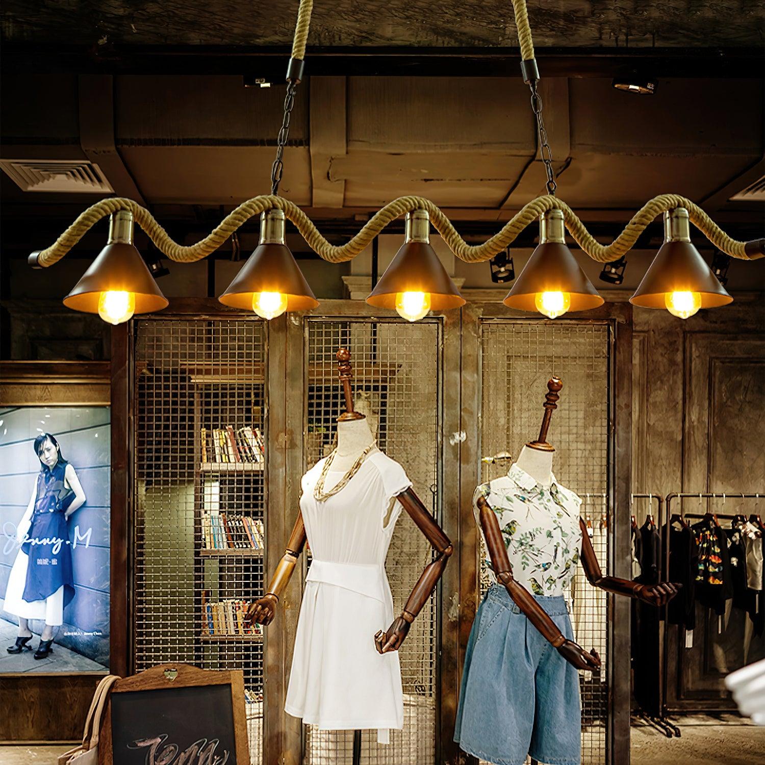 Lustra Chandelier Hemp Rope Industrial Wave - Letslighting