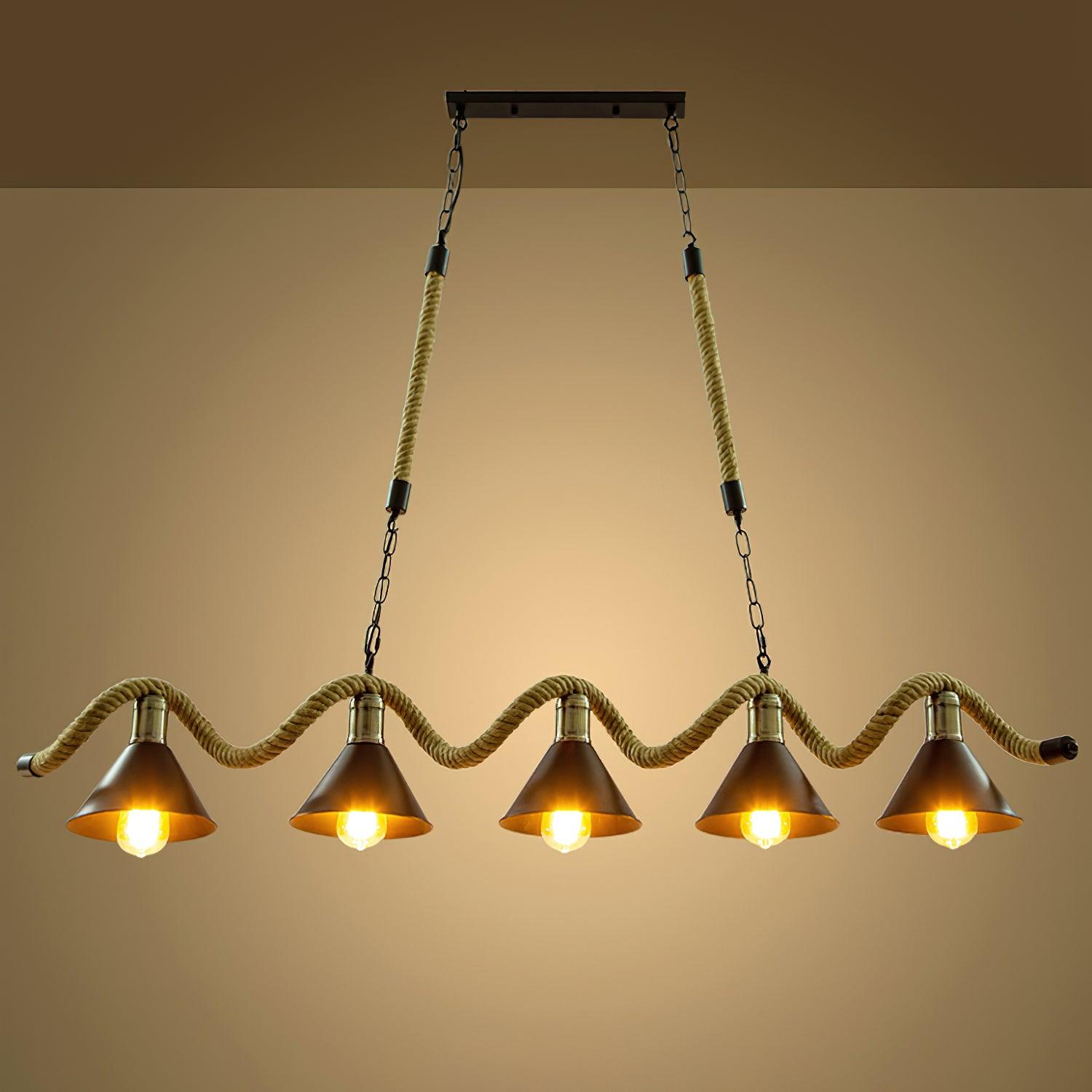 Lustra Chandelier Hemp Rope Industrial Wave - Letslighting