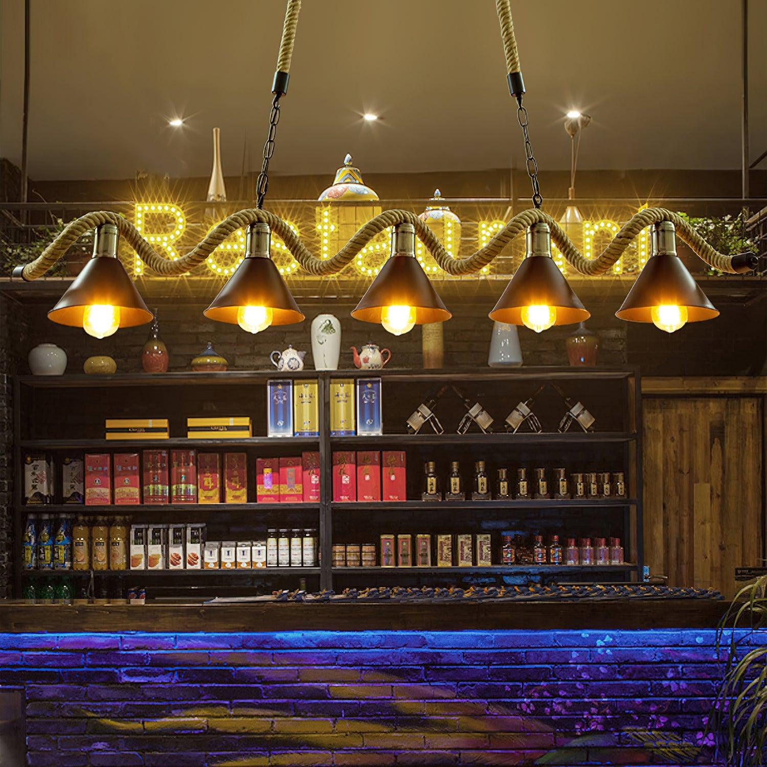 Lustra Chandelier Hemp Rope Industrial Wave - Letslighting