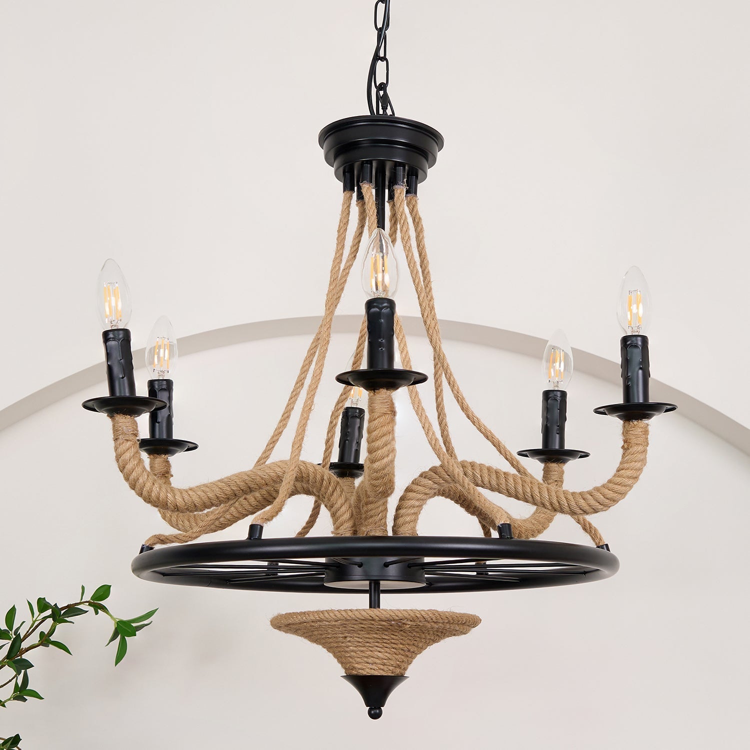 Lustra Chandelier Hemp Rope Large Wheel - Letslighting