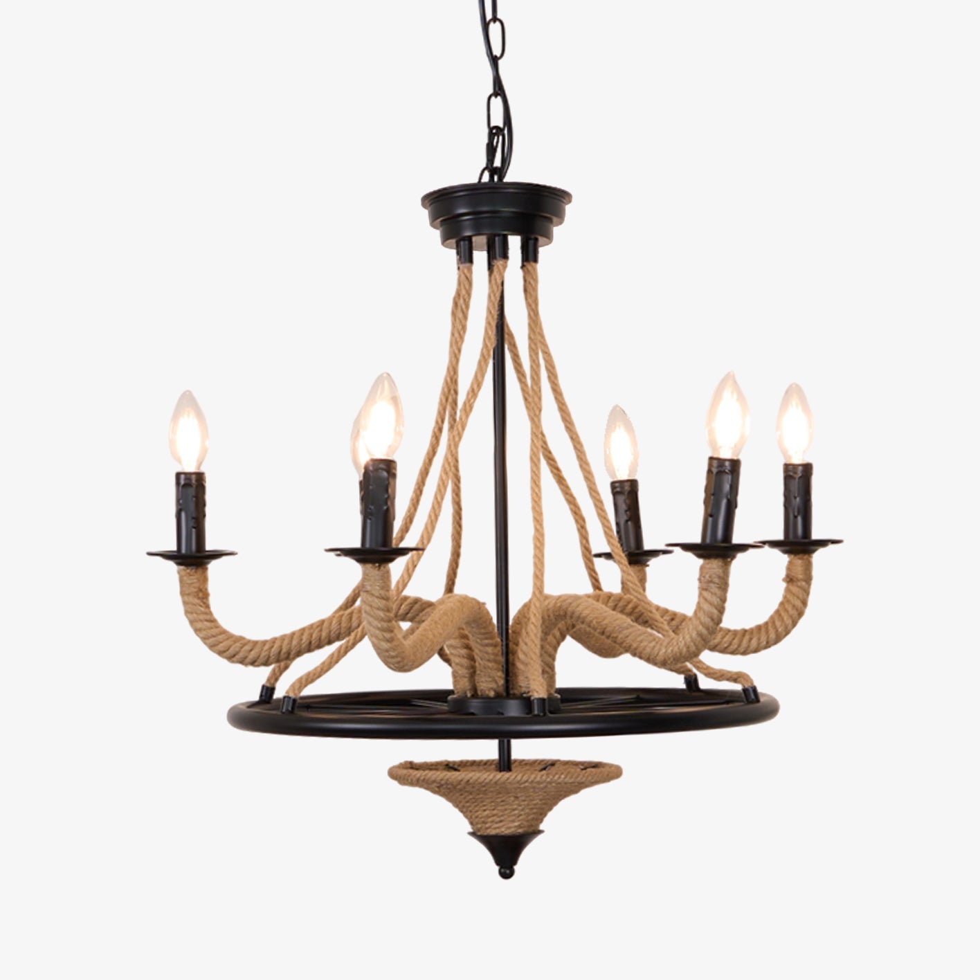 Lustra Chandelier Hemp Rope Large Wheel - Letslighting