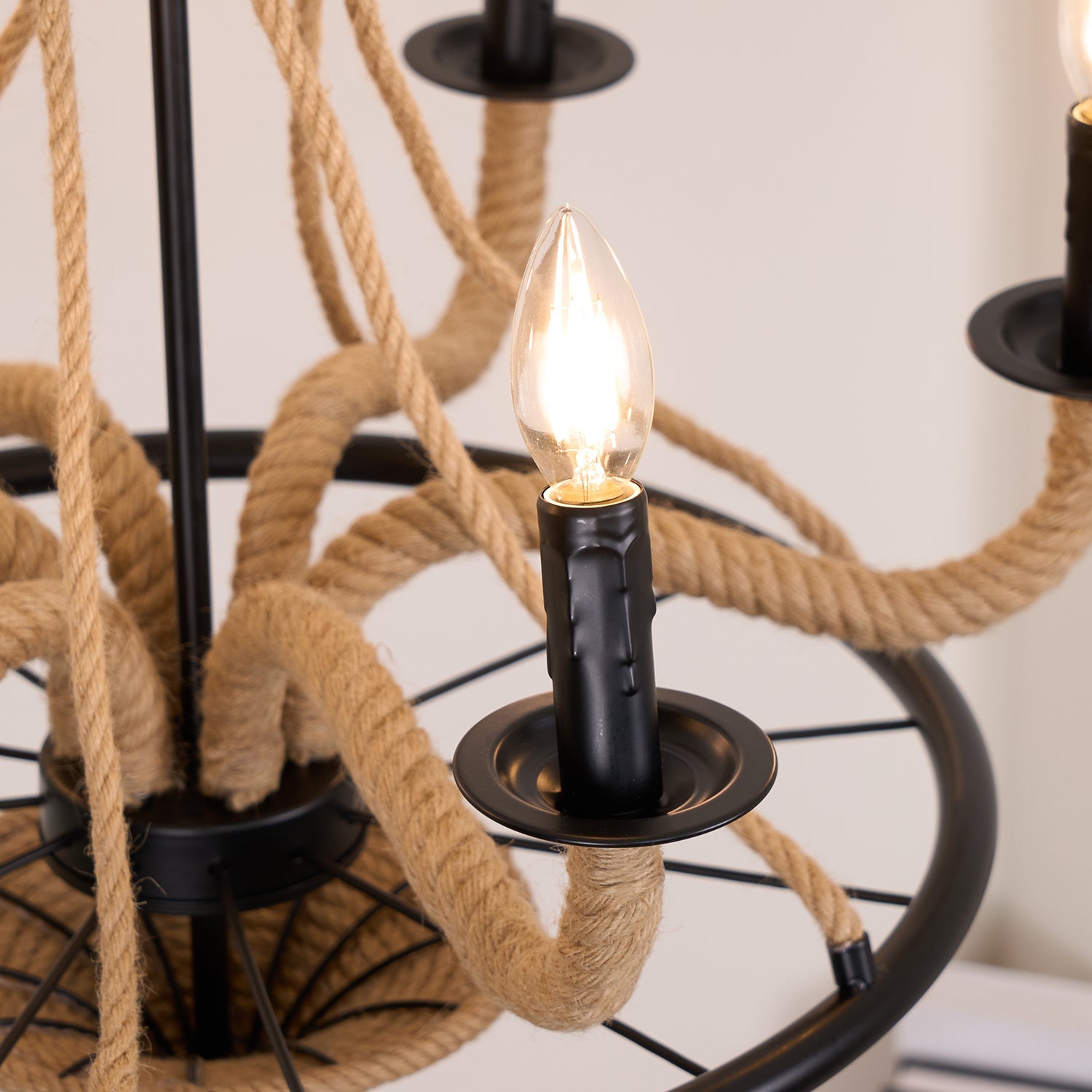 Lustra Chandelier Hemp Rope Large Wheel - Letslighting