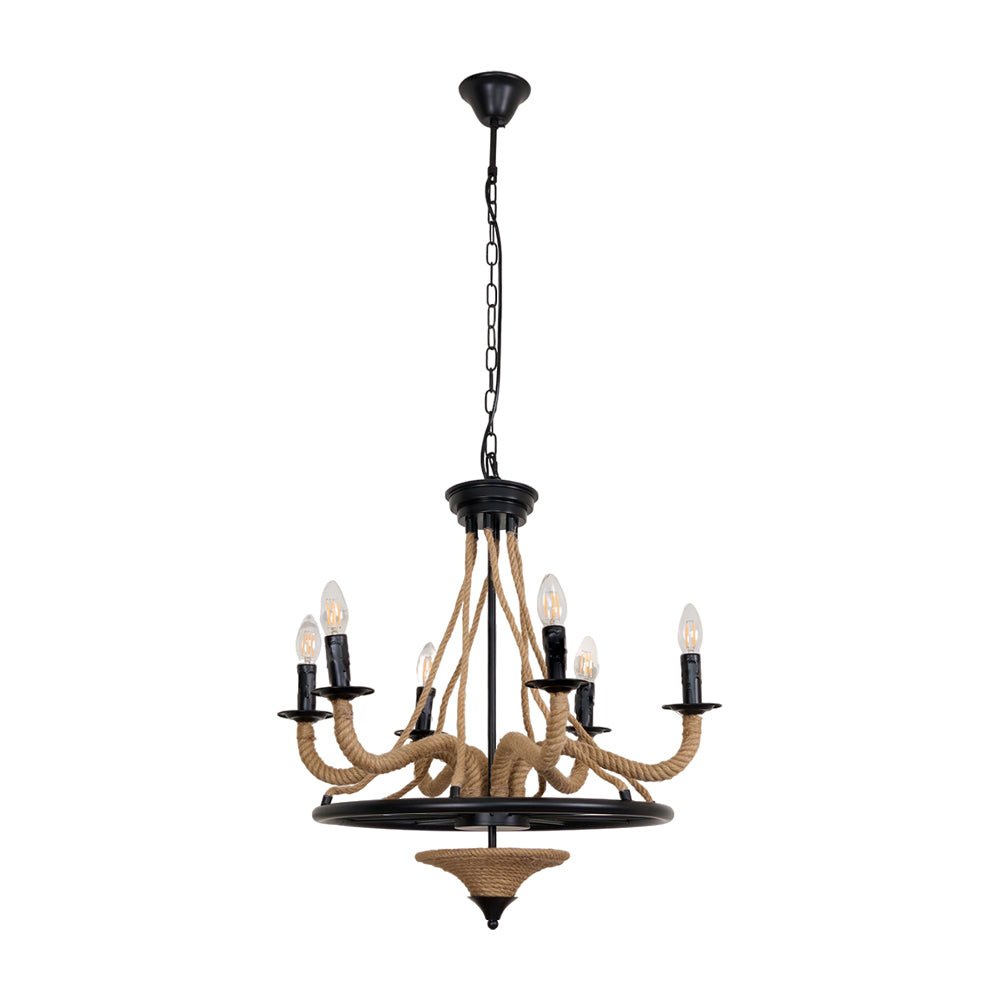 Lustra Chandelier Hemp Rope Large Wheel - Letslighting