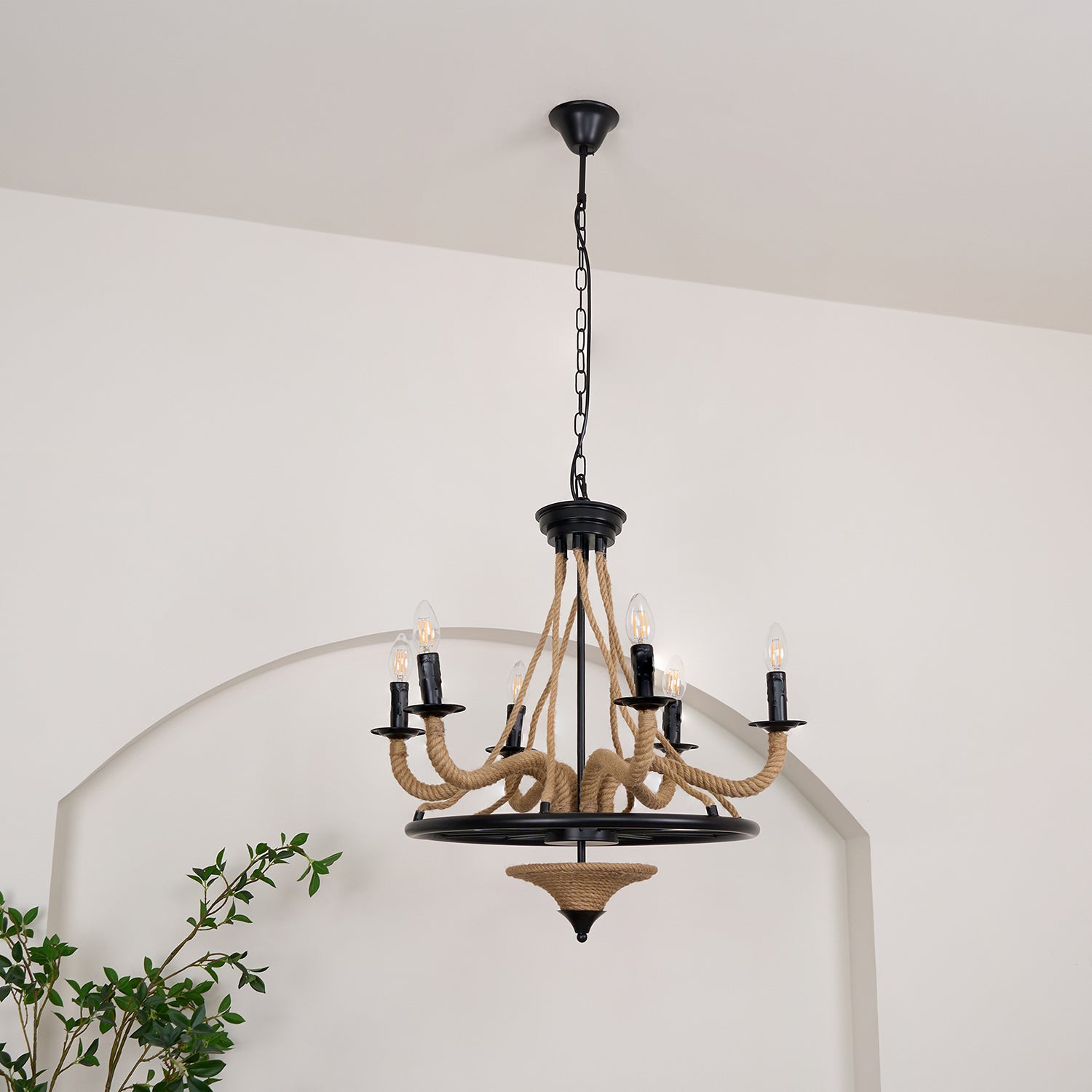 Lustra Chandelier Hemp Rope Large Wheel - Letslighting