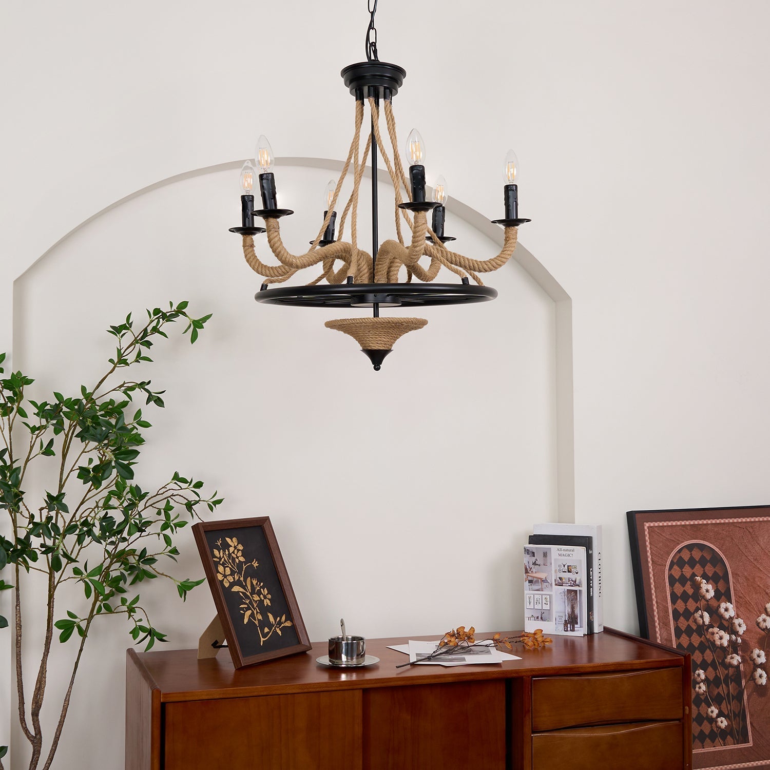 Lustra Chandelier Hemp Rope Large Wheel - Letslighting