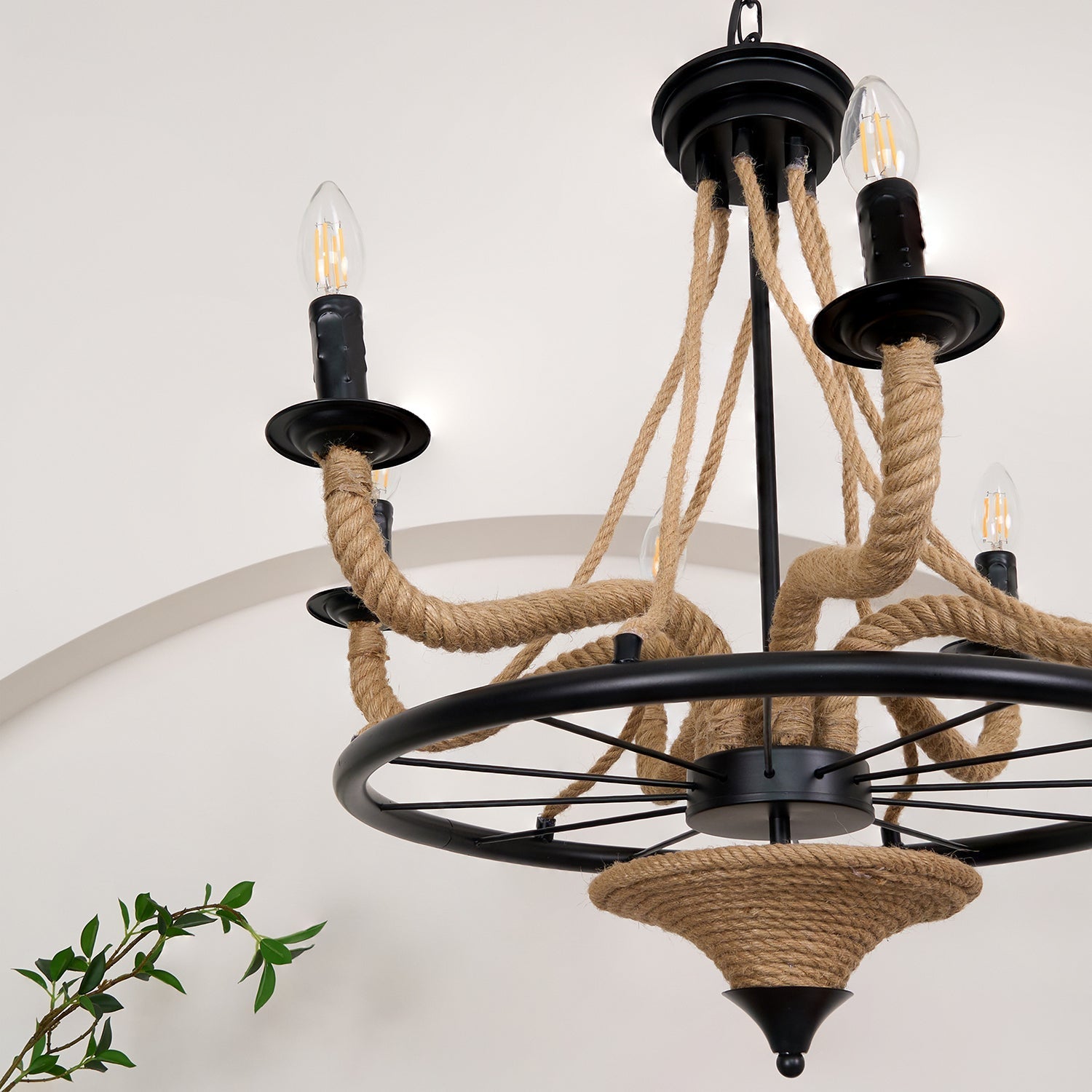 Lustra Chandelier Hemp Rope Large Wheel - Letslighting